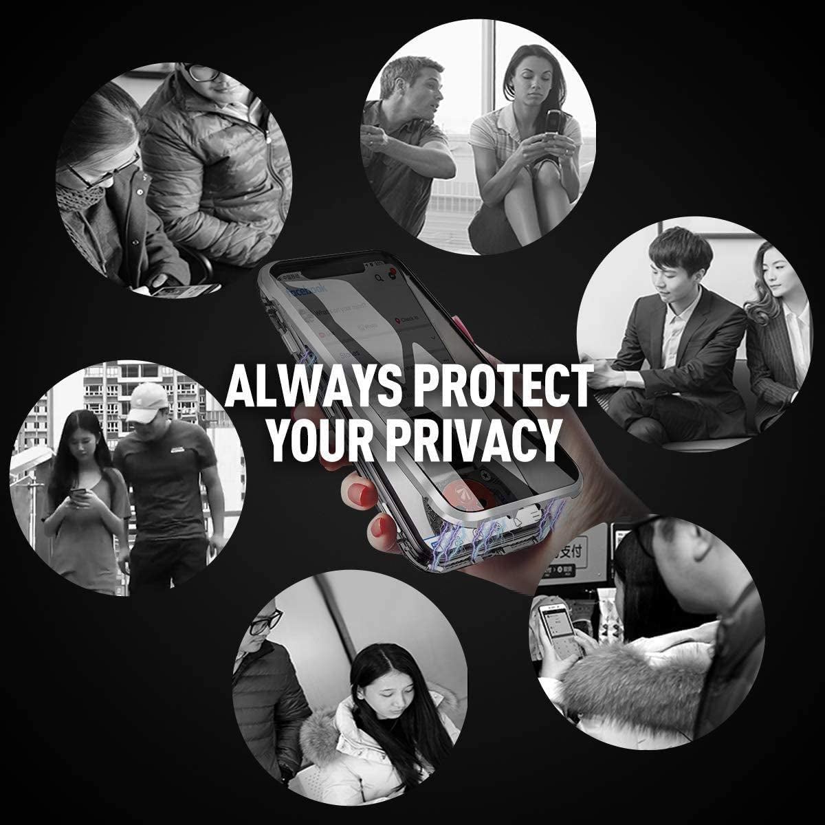 ACCREW Privacy Magnetic Case Compatible with Iphone 12 Pro Max, anti Peep Magnetic Adsorption Privacy Screen Protector Double Sided Tempered Glass Metal Bumper Frame anti Peeping Anti-Spy Phone Case  Techicon   