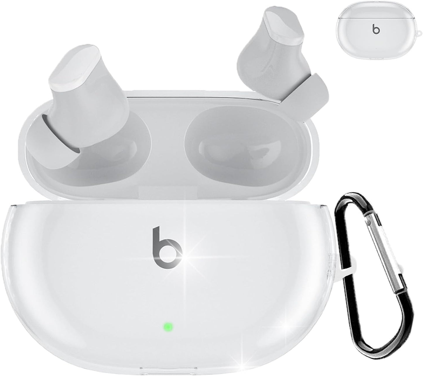 Miimall Compatible for Beats Studio Buds + Case Clear, [Anti-Yellowing][Portable Keychain] Shockproof Soft TPU Protective Cover Case for New Beats Studio Buds plus 2023/Studio Buds Buds Accessories  Miimall   