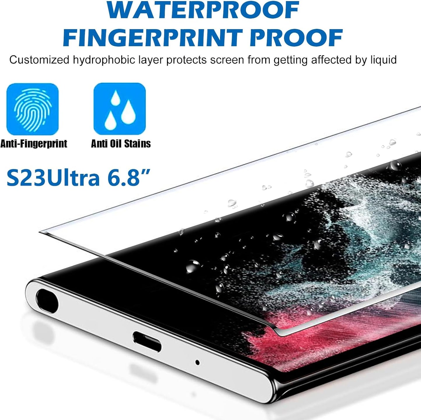 Letosan 3 Pack Galaxy S22 Ultra Screen Protector, HD Clear Tempered Glass, Fingerprint Unlock, 3D Curved, Scratch Resistant, Bubble-Free for Samsung Galaxy S22 Ultra 5G Glass Screen Protector  letosan   