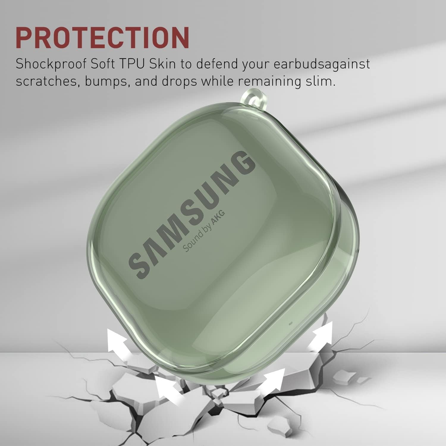 AIIKO Compatible Galaxy Buds 2 Pro Case 2022/Galaxy Buds 2/Pro Case 2021 /Galaxy Buds Live Case 2020 Clear Soft TPU Shockproof Case Protective Cover for Samsung Earbuds with Keychain - Clear Green  AIIKO   