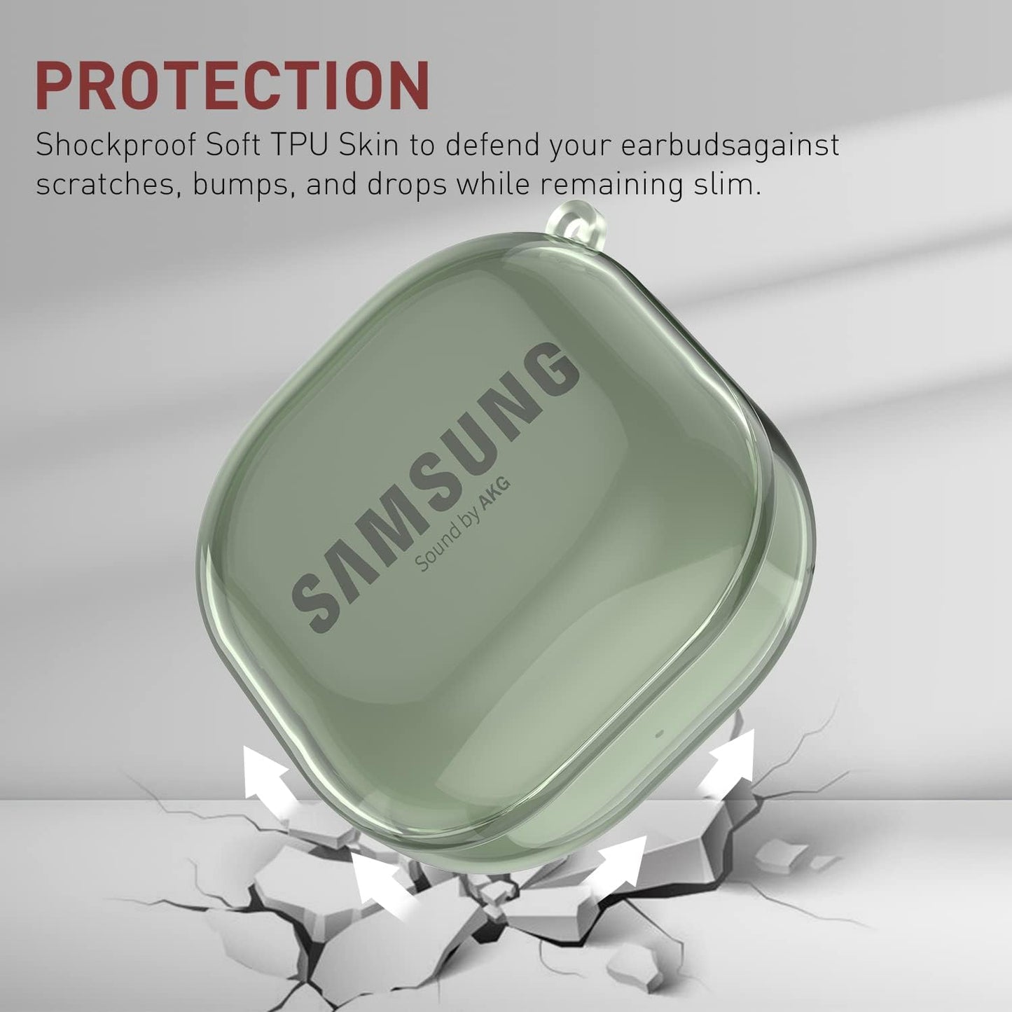 AIIKO Compatible Galaxy Buds 2 Pro Case 2022/Galaxy Buds 2/Pro Case 2021 /Galaxy Buds Live Case 2020 Clear Soft TPU Shockproof Case Protective Cover for Samsung Earbuds with Keychain - Clear Green  AIIKO   
