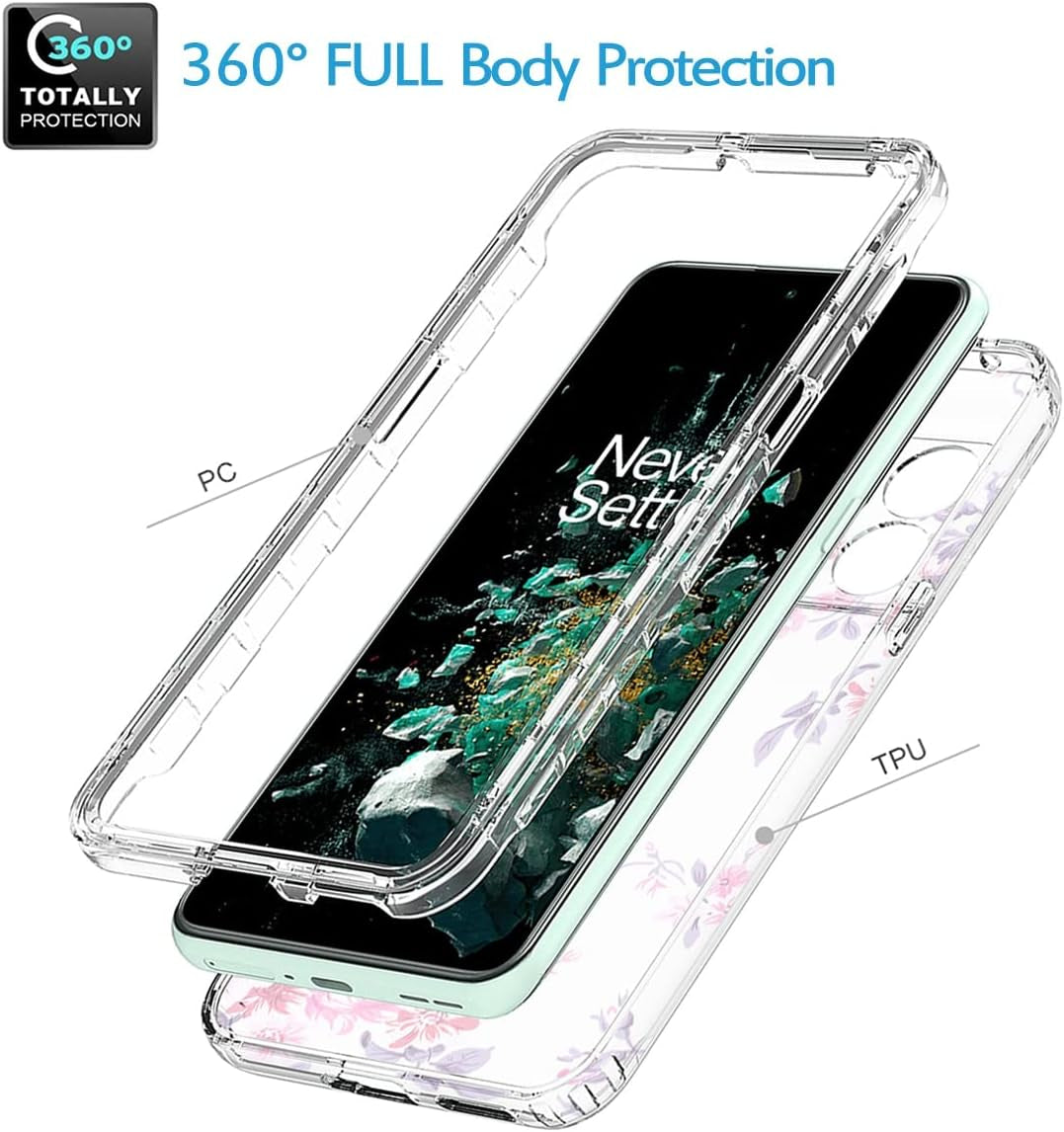 Vokuha Case for Oneplus 10T 5G/Oneplus Ace Pro Case, CPH2415 Case with Tempered Glass Screen Protector, Floral Crystal Clear TPU Shockproof Protective Armor Cover for Oneplus 10T 5G (Rose Flower)  Vokuha   