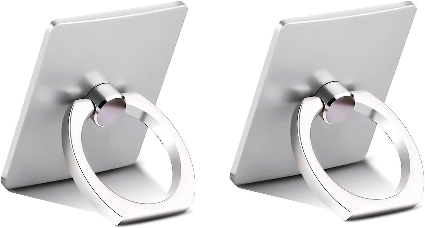 Finger Ring Stand, 360 Rotary Cell Phone Holder Finger Loop Grip Mount Universal Smartphone Kickstand,Ieugen Compatible with Iphone 14/Iphone 13/Galaxy S23/Galaxy S22/Galaxy  iEugen silver 2pack  