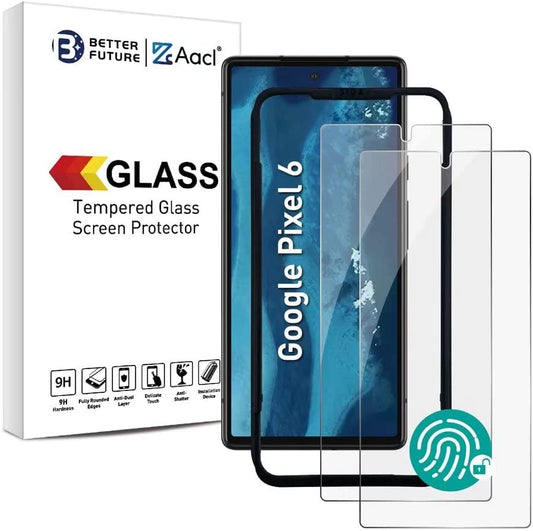 [Fingerprint Compatible][2 Pack] Tempered Glass for Google Pixel 6 Screen Protector[2021], with [Alignment] Designed for Pixel 6, Anti-Fingerprint, Anti-Scratch, No-Bubble, Case Friendly  Better Future Glass   