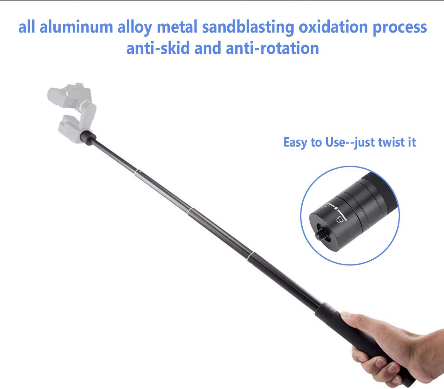 Extension Rod Pole Bar SZ_ABTO Adjustable Selfie Stick for Gimbal Stabilizer Compatible with OSMO Mobile 4 3 Action Gopro Vlog Pocket Zhiyun Smooth 5 Q3 Moza Mini S Handheld Gimbal with 1/4" Thread  SZ-ABTO   