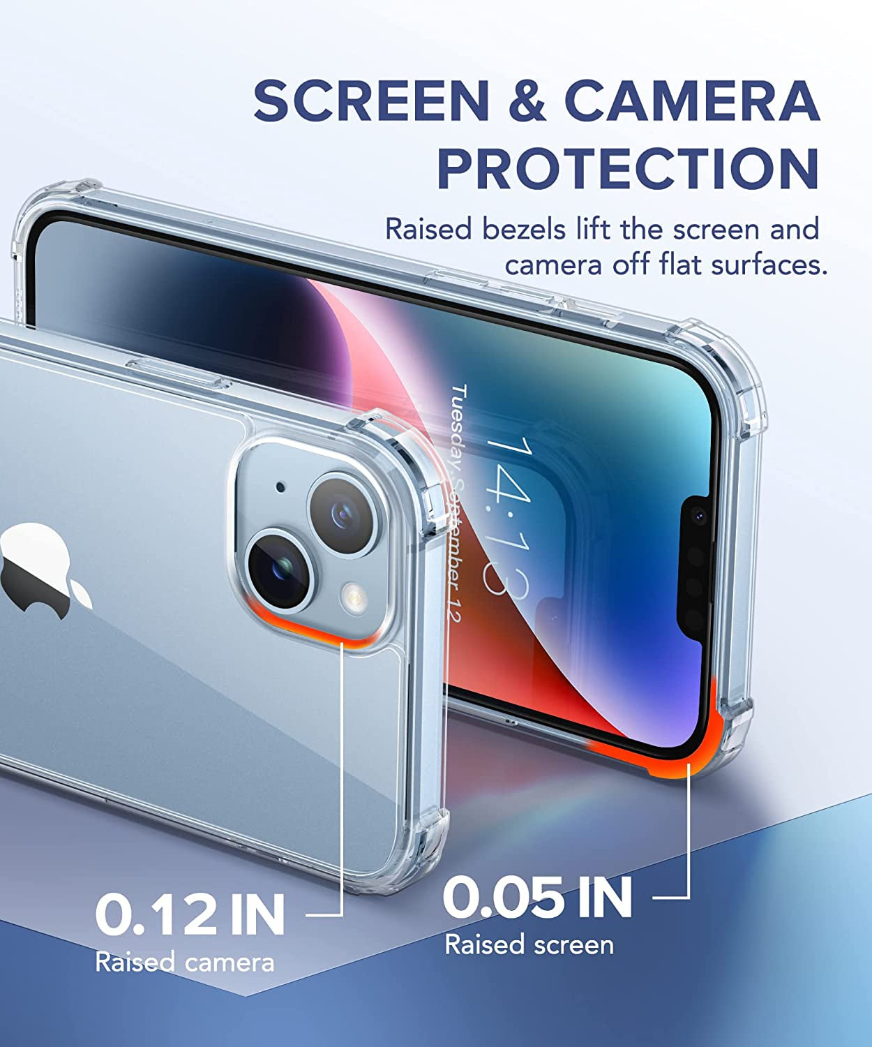 BERFY for Iphone 14 Case, with 2X Screen Protector + 2X Camera Lens Protector, [Not Yellowing] Crystal Clear Shockproof Hard Back Slim Protective Phone Cover for Women Girls, 6.1" (Transparent)  BERFY   