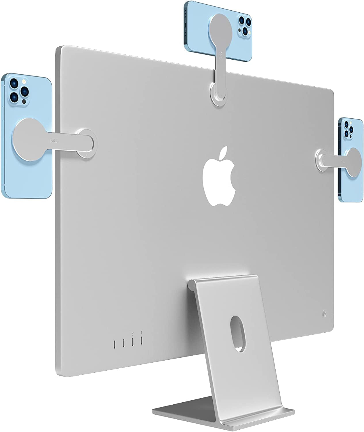 Mili Magnetic Laptop Phone Holder, Adjustable Monitor Side Mount Phone Holder, Screen Extension Bracket for Imac/Macbook, Compatible with Magsafe for Iphone 12/13/14 Max/Pro/Mini (Silver)  MiLi   