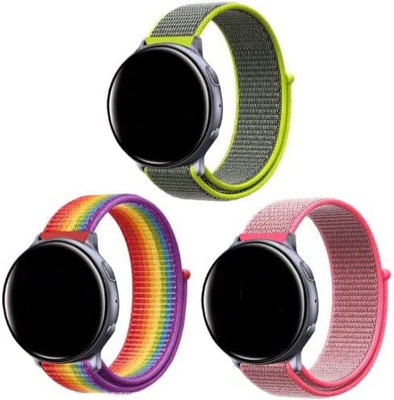 Morsey 20Mm Quick Release Watch Band Compatible with Samsung Galaxy Watch Active 2 40Mm 44Mm/ 42Mm/Pebble/Gizmo/Ticwatch Smart Watch, Nylon Breathable Replacement Sport (Black)  Morsey 3P-1  