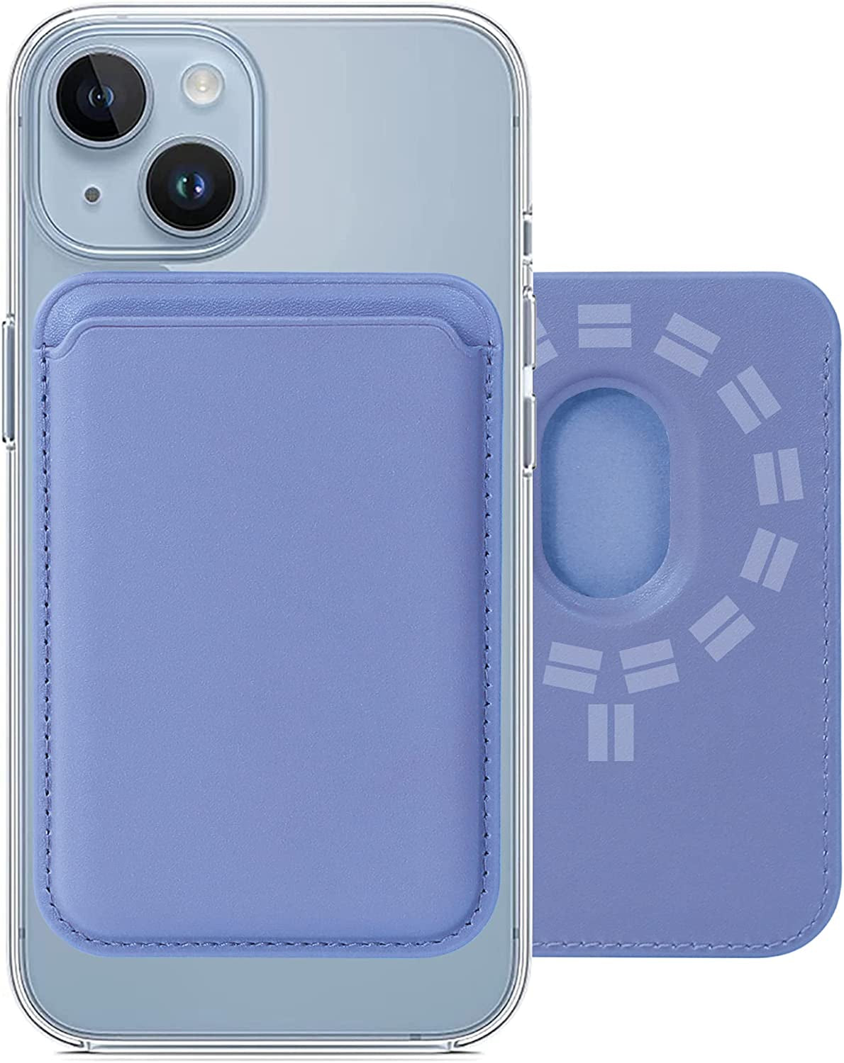 COMWINN Mag Safe Wallet with Double-Row Magnets - Minimalism Leather Mag Safe Card Holder - Slim Magnetic Wallet for Iphone 14/13/12 Series Model and Magsafe Case - Max Fit 3 Cards Black  COMWINN Wisteria Color  