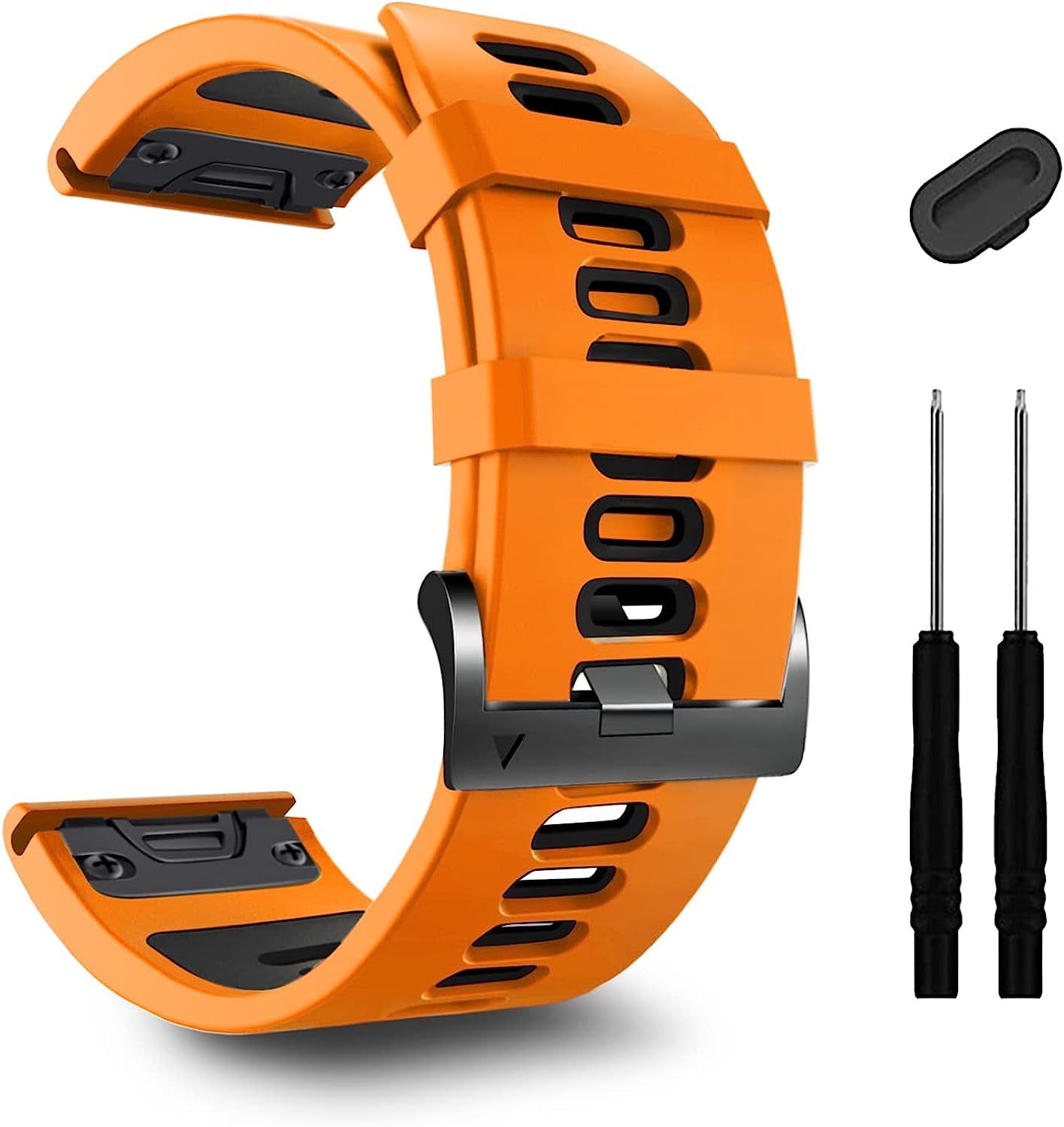 Compatible with Garmin Watch Bands,26Mm Width Soft Silicone Quick Release Straps for Fenix 7X/Enduro/Fenix 6X Pro/Fenix 6X/Fenix 5X Plus/Fenix 3/Fenix 3 Hr/Descent Mk1/D2 Delta Px/Tactix Delta,Black-Grey  ZPJPPLX Orange/Black  