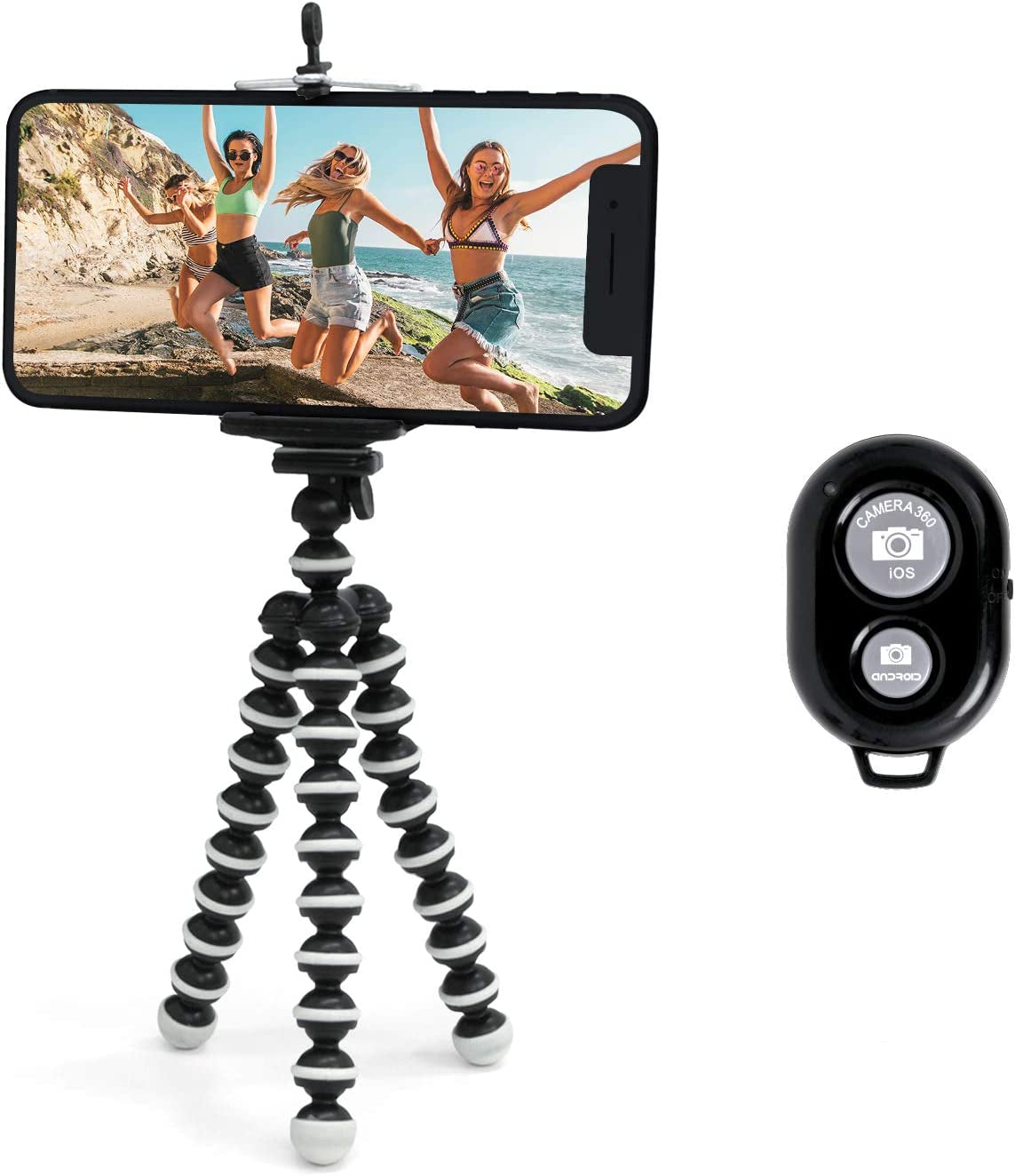 Realm Selfie Content Creator Studio with LED Light & Tripod, Selfie Tripod with Phone Holder & LED Ring Light, Vlogging Tripod, Black (RLMS4BK)  Realm Black Selfie Tripod 