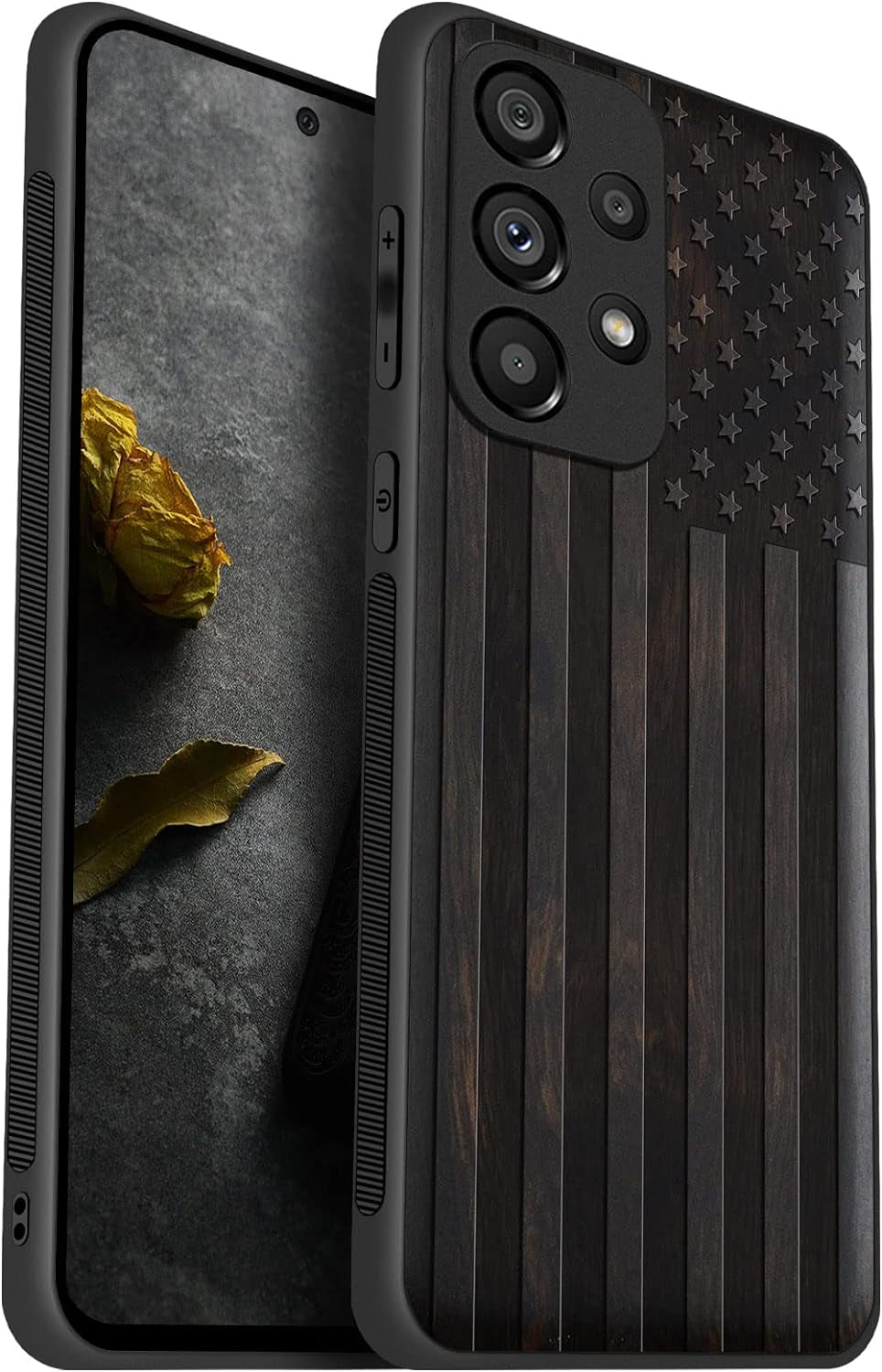 Carveit Wood Case for Samsung Galaxy A53 5G Case [Natural Wood & Black Soft TPU] Shockproof Protective Cover Unique & Classy Wooden Case Compatible with Galaxy A53 5G Case (Natural Wood-Blackwood)  Carveit Flag-Blackwood A53(5G)-Blackwood 