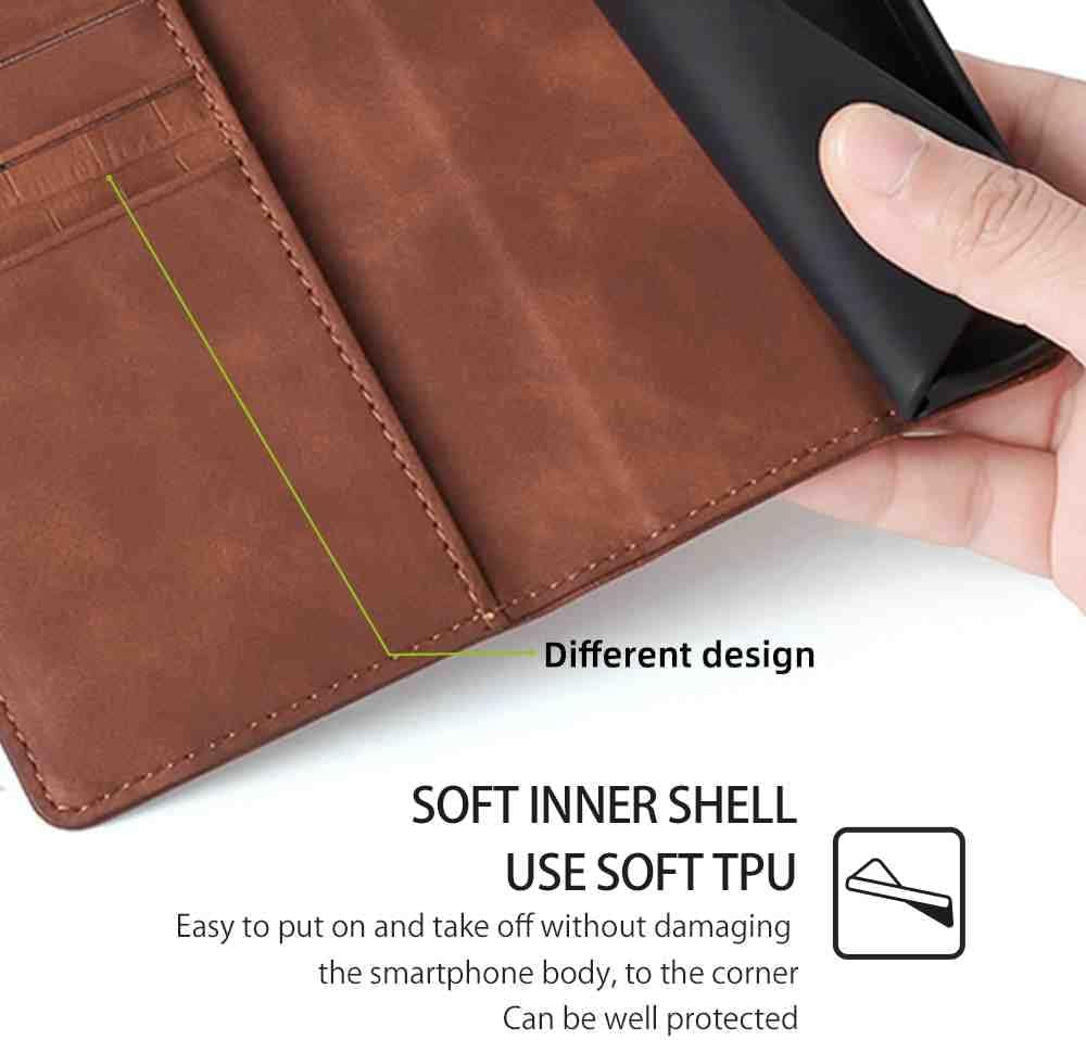 Mojiery Phone Cover Wallet Folio Case for LG V30, Premium PU Leather Slim Fit Cover for LG V30, 3 Card Slots, Good Design, Brown  MojieRy   