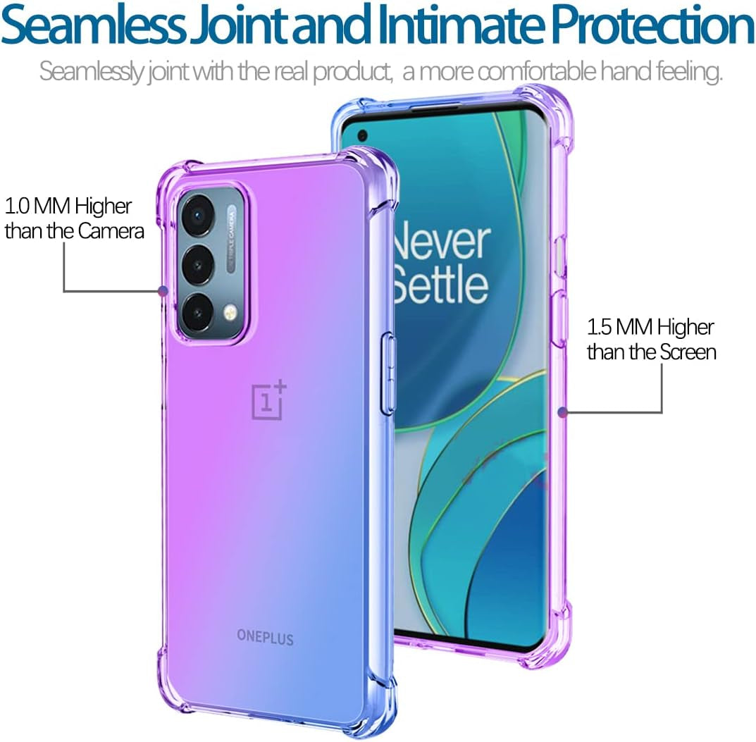 KOARWVC Case for Oneplus Nord N200 5G Case, Oneplus N200 DE2117 Case, Crystal Clear Case Gradient Slim anti Scratch TPU Shockproof Protective Phone Cases Cover for Oneplus Nord N200 5G (Purple/Blue)  KOARWVC   