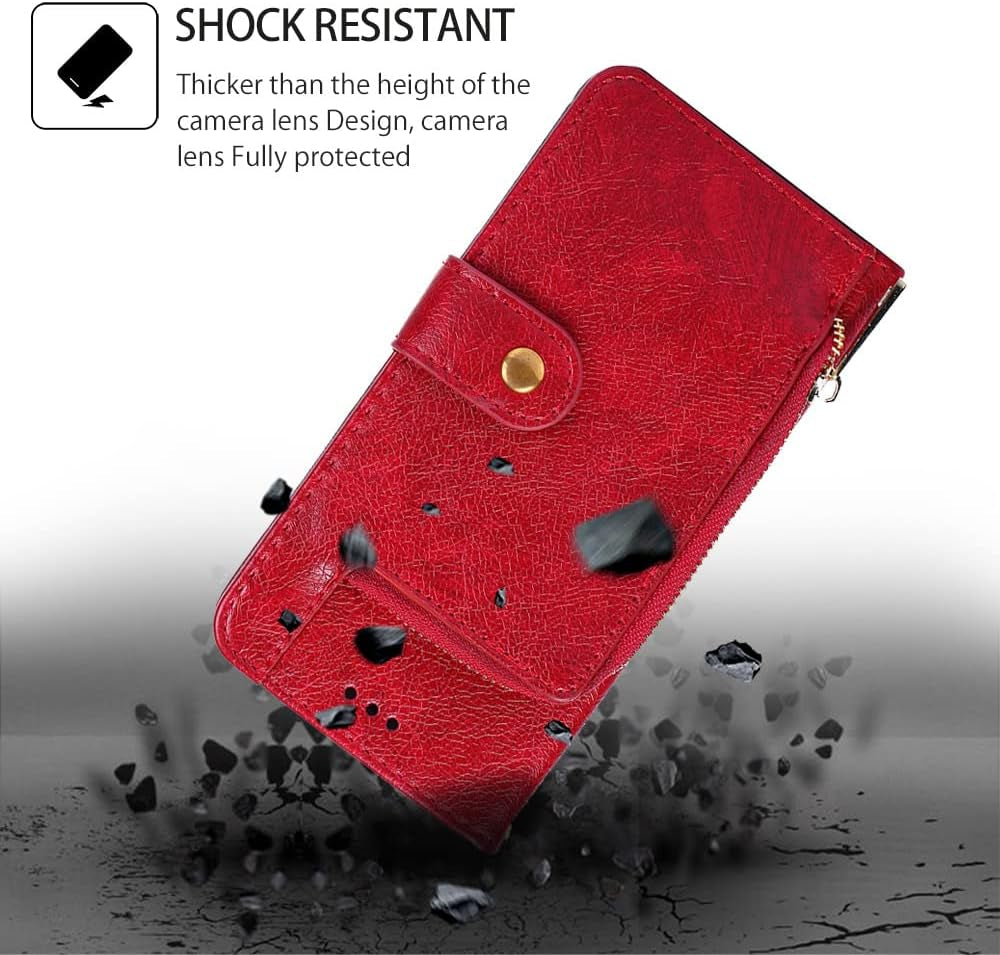 Bailishi BANLEI2U Phone Cover Zipper Wallet Folio Case for LG G7 THINQ, Premium PU Leather Slim Fit Cover for G7 THINQ, 1 Transparent Photo Frame Slot, Skin Friendly, Red  BANLEI2U   