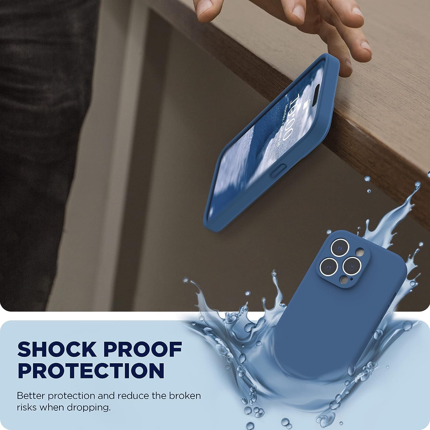 SURPHY Designed for Iphone 14 Pro Max Case with Screen Protector, (With Camera Protection + Soft Microfiber Lining) Liquid Silicone Phone Case, Blue Jay  SURPHY   