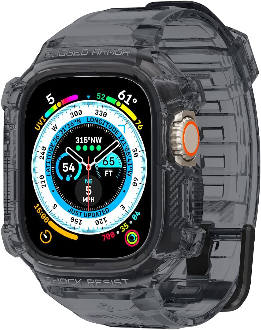 Spigen Rugged Armor Pro Designed for Apple Watch Ultra 49Mm Case with Band - Black  Spigen Space Crystal  