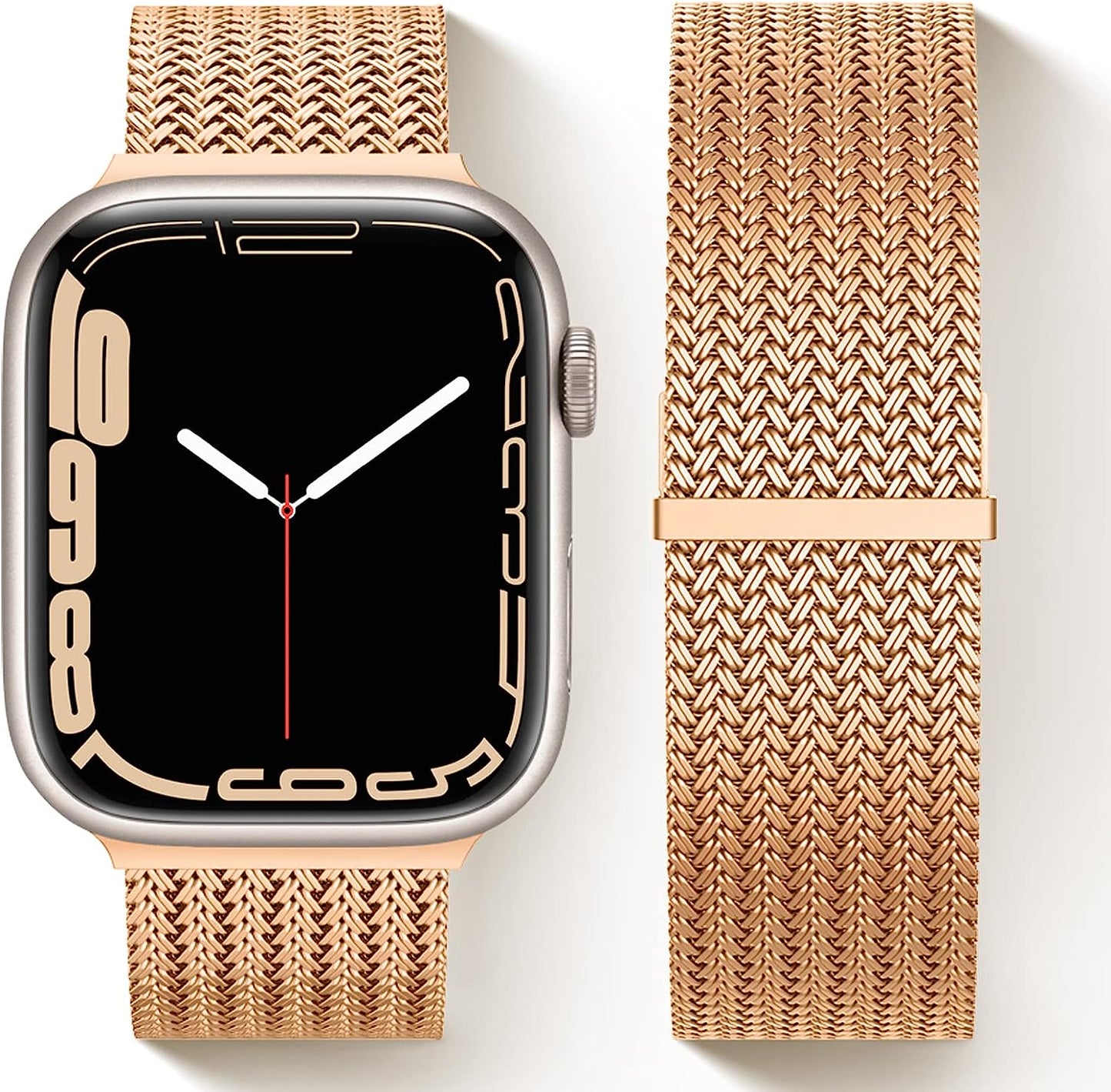 Amzpas Stainless Steel Metal Magnetic Band Compatible with Apple Watch 41Mm 45Mm 40Mm 38Mm 42Mm 44Mm / Series 7 6 5 4 3 2 1 SE, Fashion Braided Mesh Milanese Loop Replacement Iwatch Bands Women Men  Amzpas Copper 42/44/45mm 