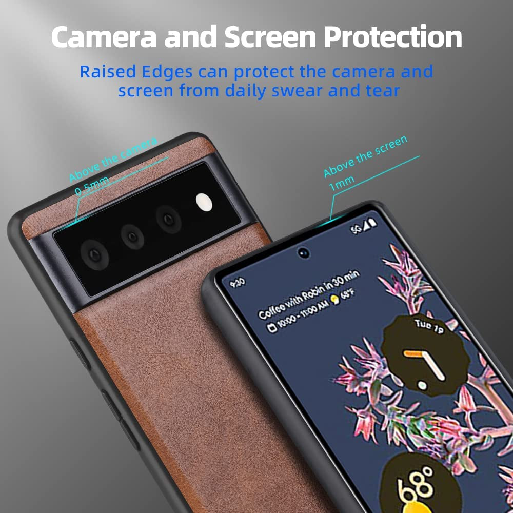 X-Level Google Pixel 6 Case,Anti-Scratch Premium PU Leather Soft TPU Bumper Shockproof Protective Phone Cover Case for Google Pixel 6 (Brown)  Pipilu   