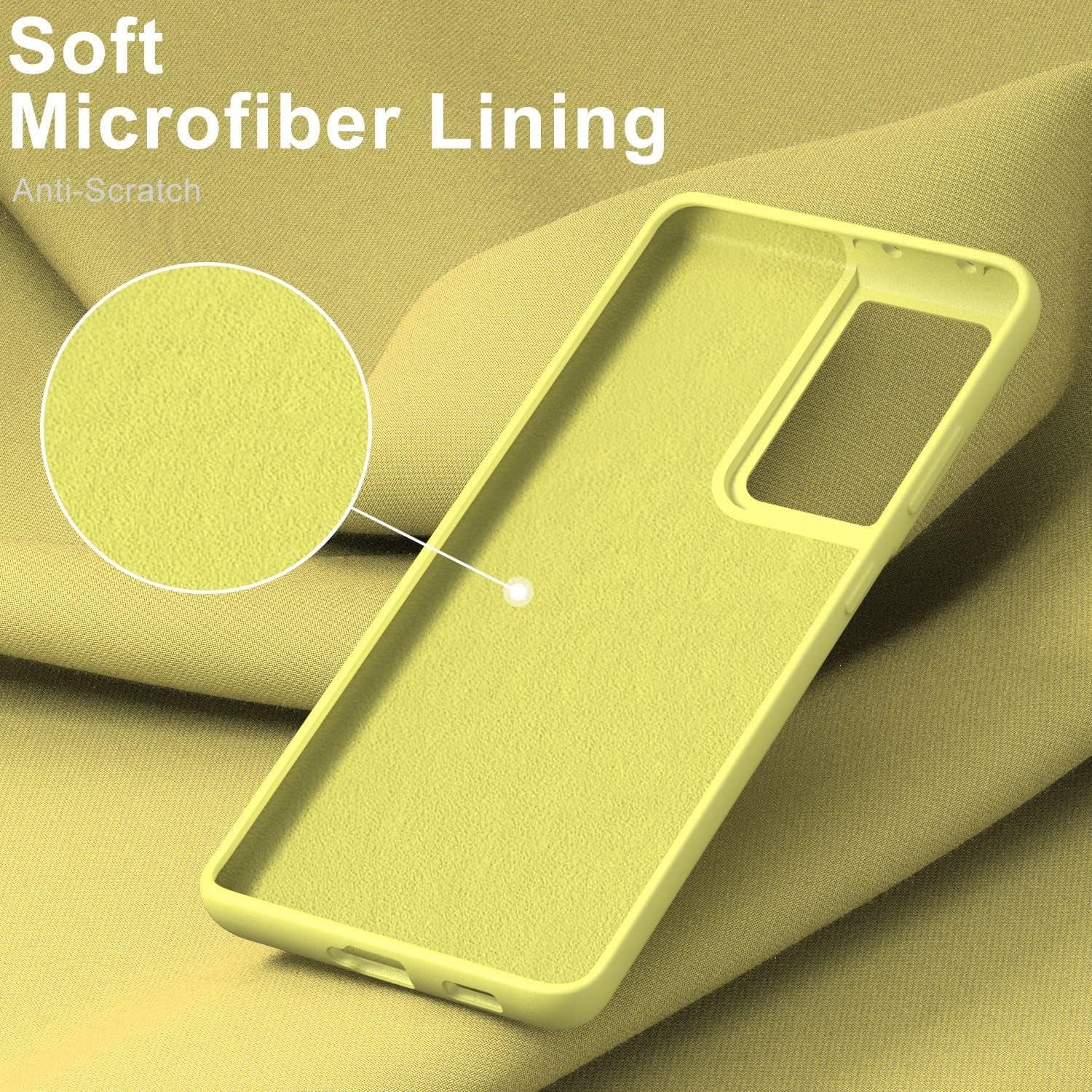 DEENAKIN for Samsung Galaxy S21 Ultra Case Silicone,Silky Smooth Flexible Gel Rubber Bumper Cover with Soft Microfiber Lining Slim Fit Protective Phone Case for Samsung Galaxy S21 Ultra Bright Yellow  DEENAKIN   