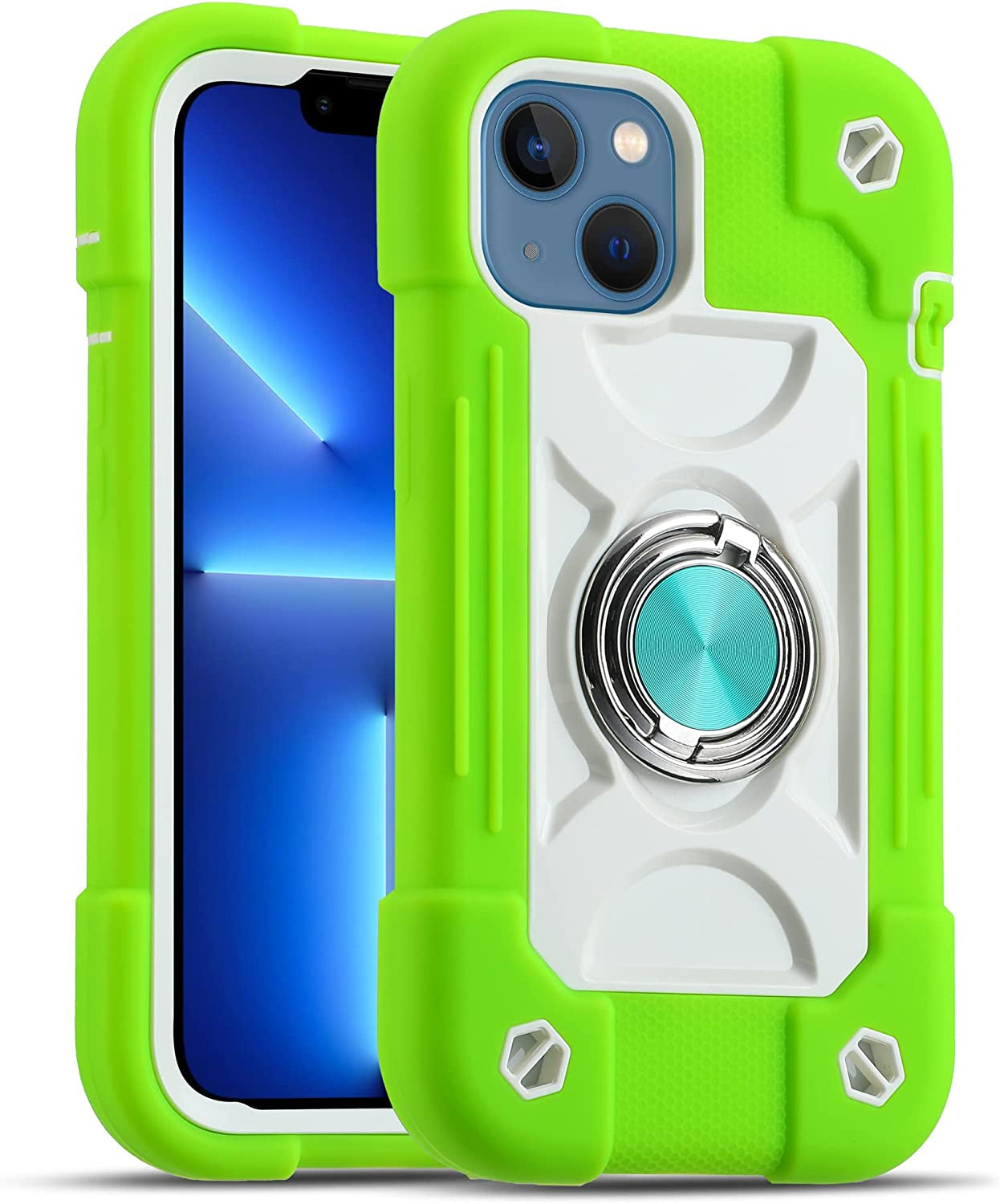 MARKILL Compatible with Iphone 14 Case/Iphone 13 Case 6.1 Inch with Built-In 360°Rotating Ring Stand, Military Grade Drop Protection Full Body Rugged Heavy Duty Protective Durable Cover. (Blue)  MARKILL Guava  