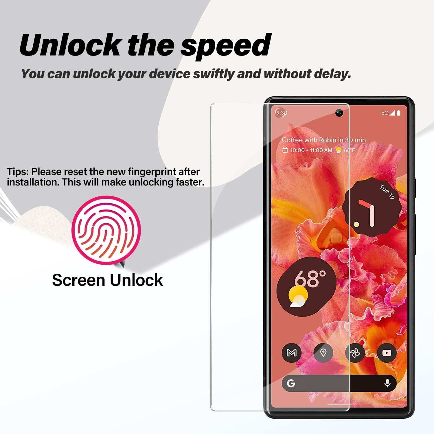 Pixel 6 Tempered Glass Screen Protector + Camera Lens Protector [ 2 + 2 Pack ][Fingerprint Unlock] [Anti-Scratch] [Case Friendly] HD Clear Protective Film for Google Pixel 6  BIGFACE   