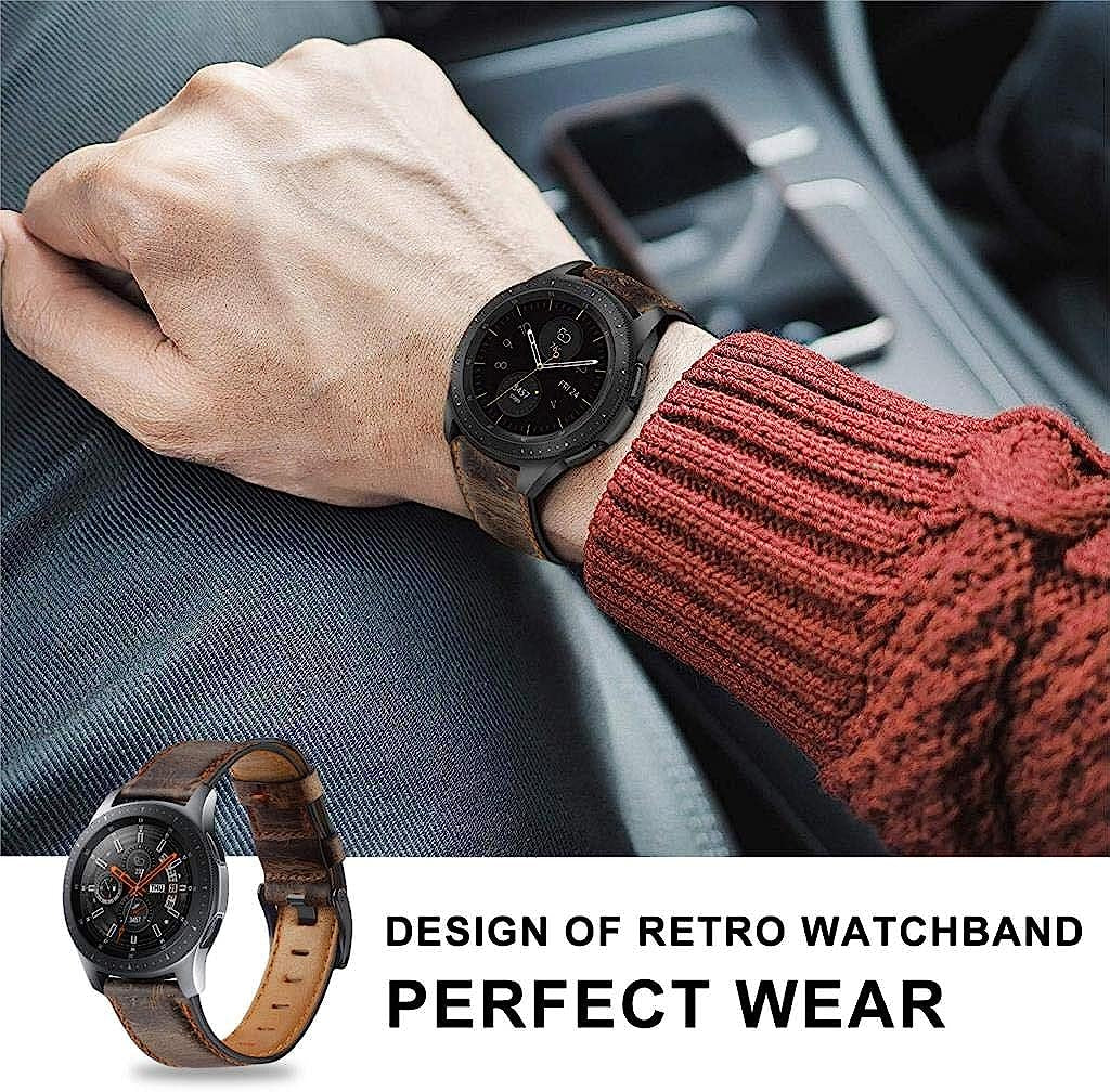 Compatible with Samsung Galaxy Watch 46Mm, 22Mm Genuine Leather Band for Samsung Gear S3 Frontier/Huawei Watch GT 2 46Mm, Leather Strap Replacement for Men Women  EIHAIHIS   