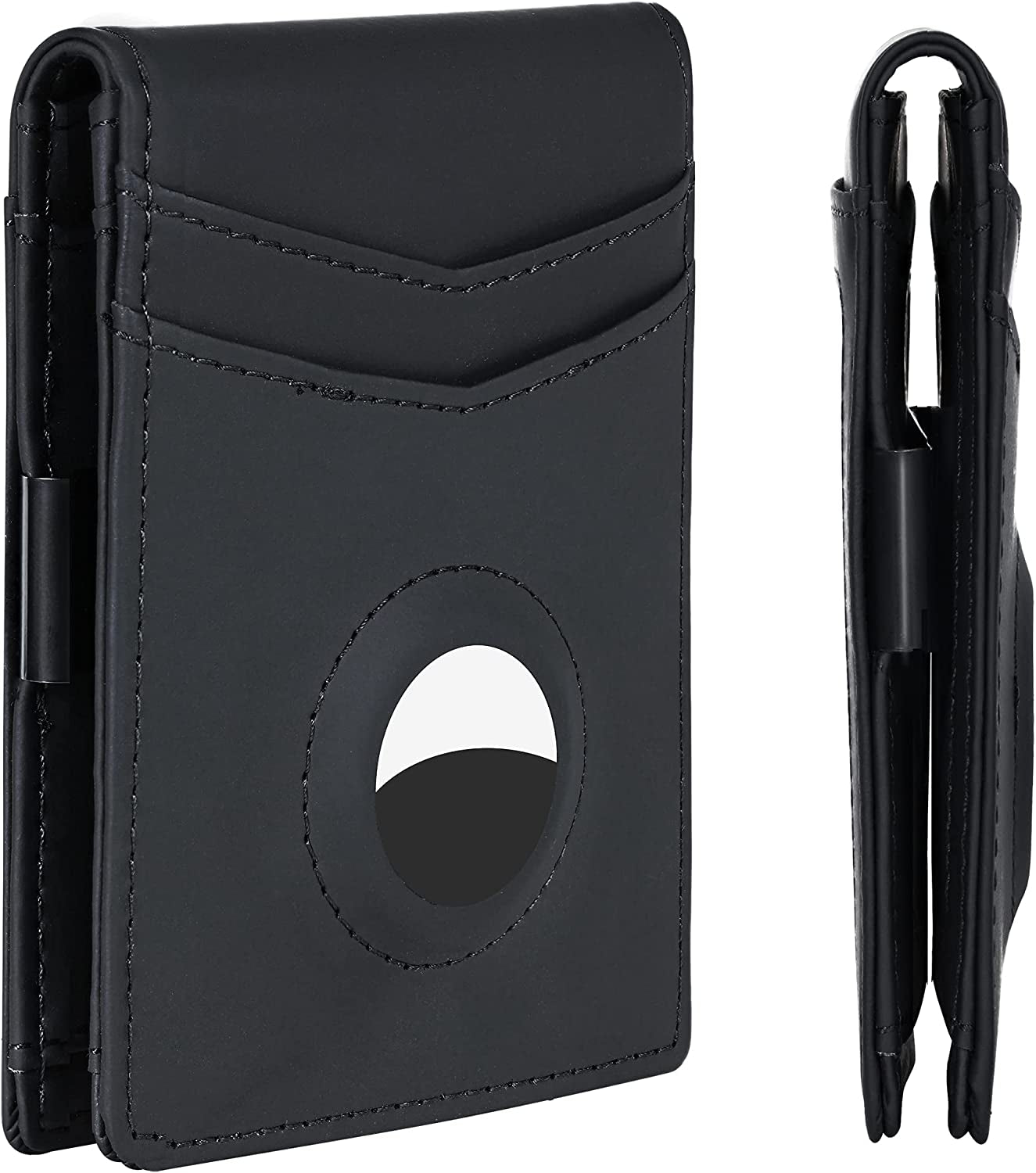 Hawanik Mens Slim Bifold Wallet with Integrated Case Holder for Airtag  Hawanik Black-crazy-horse  