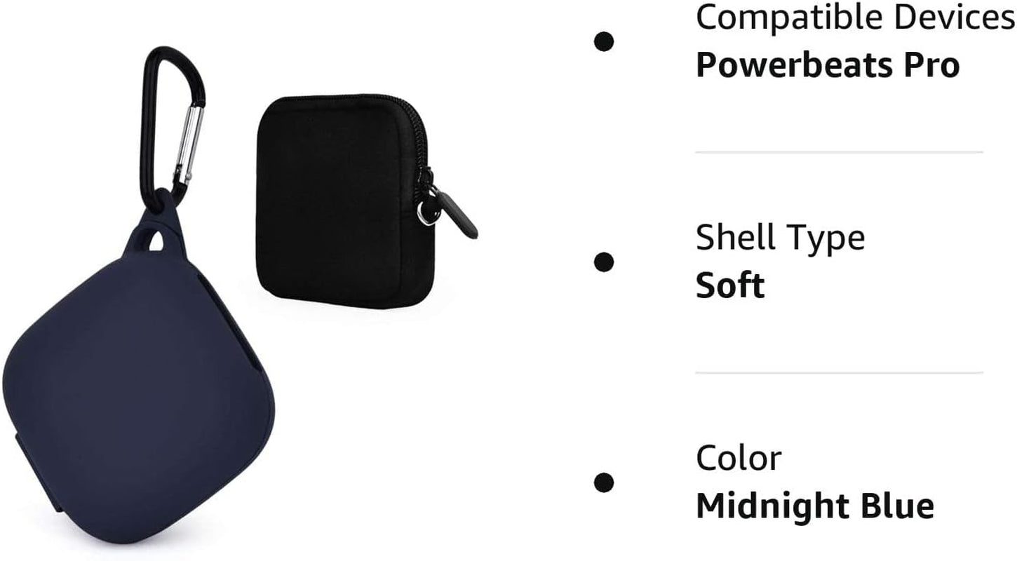 TOROTOP Case Compatible for Powerbeats Pro Case Cover,Anti-Lost & Shockproof Easy Carrying Silicone Case Accessories with Keychain and Soft Portable Storage Travel Carrying Case (Upgrade Midnight Blue  TOROTOP   