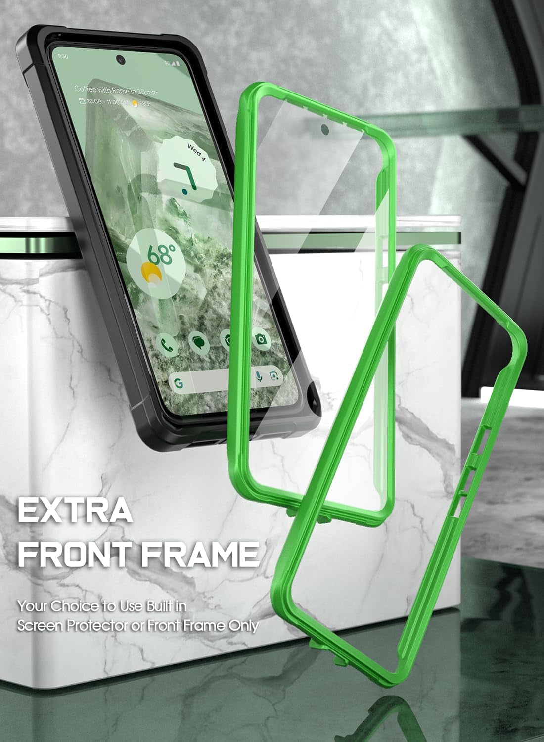 Poetic Guardian Magpro Case for Google Pixel 8 6.2 Inch, [Compatible with Magsafe] [20FT Mil-Grade Drop Tested], Full Body Hybrid Shockproof Bumper Cover with Built-In Screen Protector, Green/Clear  Poetic   