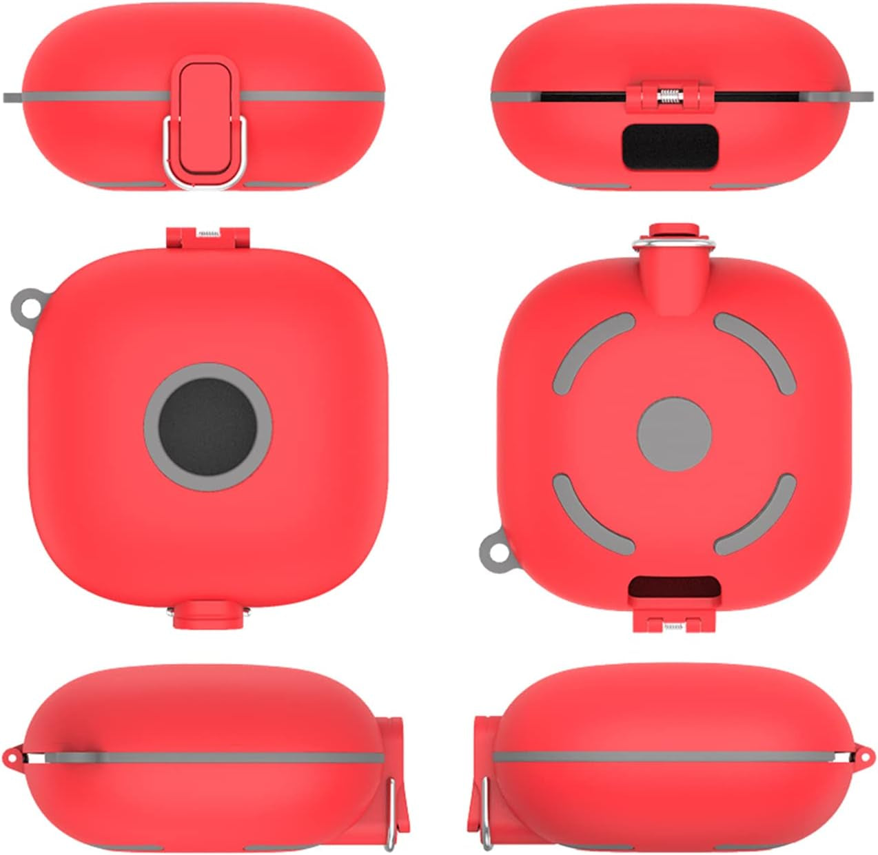 [Upgrade Secure Lock] Beats Fit Pro Case 2021, VAEKNVG Shock-Absorbing Protective Armor Cover for Beats Fit Pro Earbuds Accessories, TPU Hard Shell with Carabiner & Lanyard (Red)  VAEKNVG   