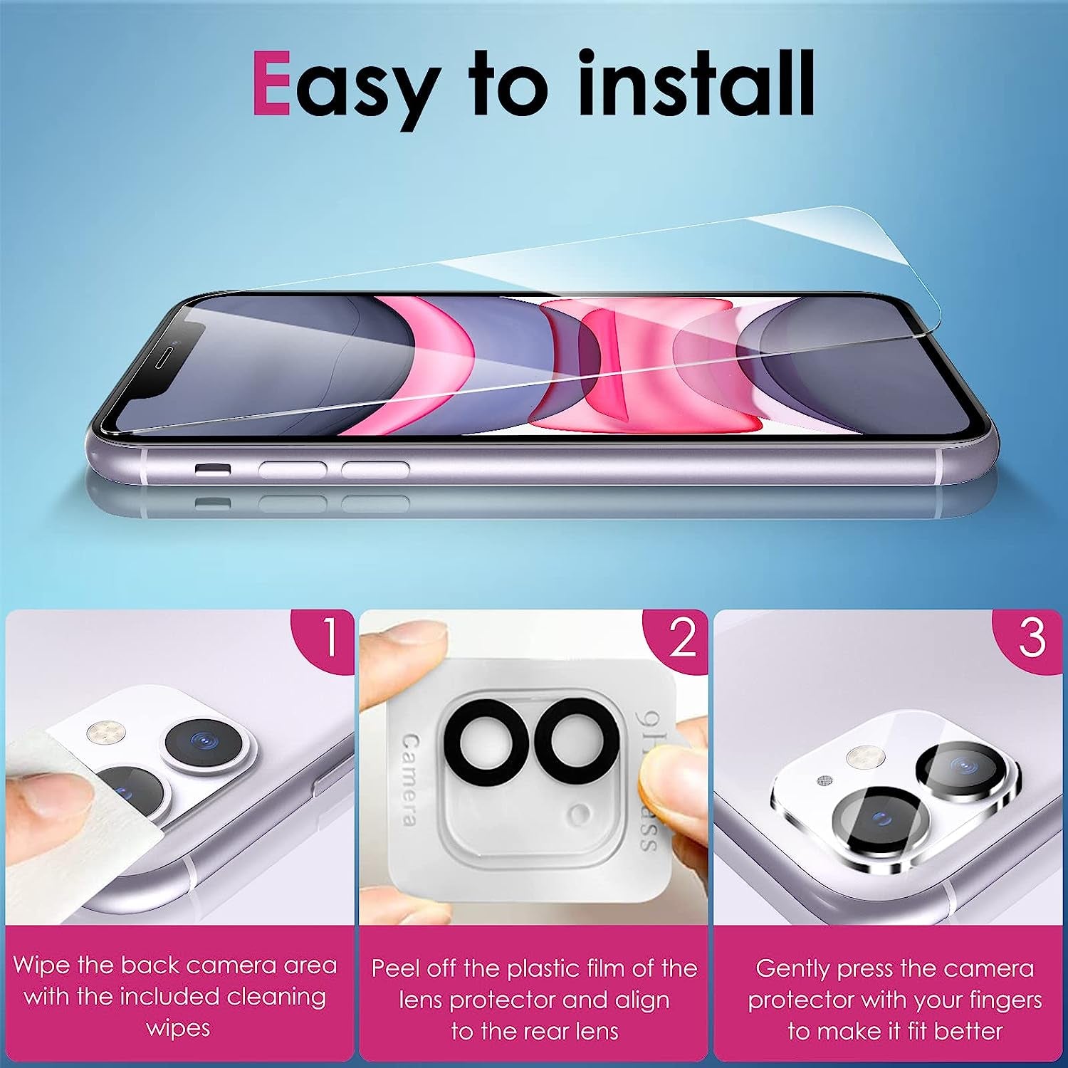 WHPXJY [3+3 Pack] Iphone 11 Screen Protector with Camera Lens Protector, 9H Hardness Anti-Scratch, Bubble Free, Case Friendly, Ultra HD Clear Tempered Glass Film for Iphone 11 6.1"  Crworld   