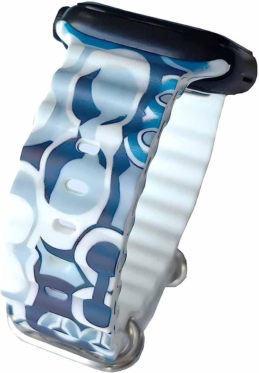 Luxury Sport Band Compatible with Apple Watch Ocean Band 49MM 38MM 40MM 41MM 42MM 44MM 45Mm,Designer Classic Monogram Retro Soft Strap Replacement Sport Wristbands for Iwatch Series 8 7 6 5 4 3 2 1 SE  Cairiocoin   