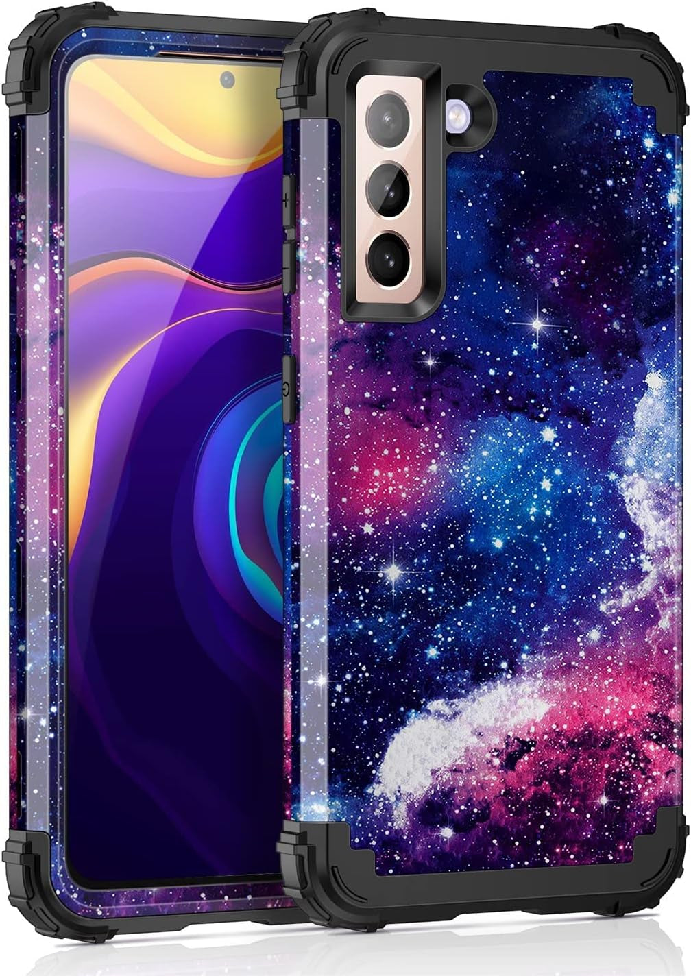 Casetego for Galaxy S21 5G Case,Floral Three Layer Heavy Duty Sturdy Shockproof Soft Tpu+Hard PC Protective Cover Case for Samsung Galaxy S21 5G 6.2 Inch,Orange/Black  Casetego Shiny Red  