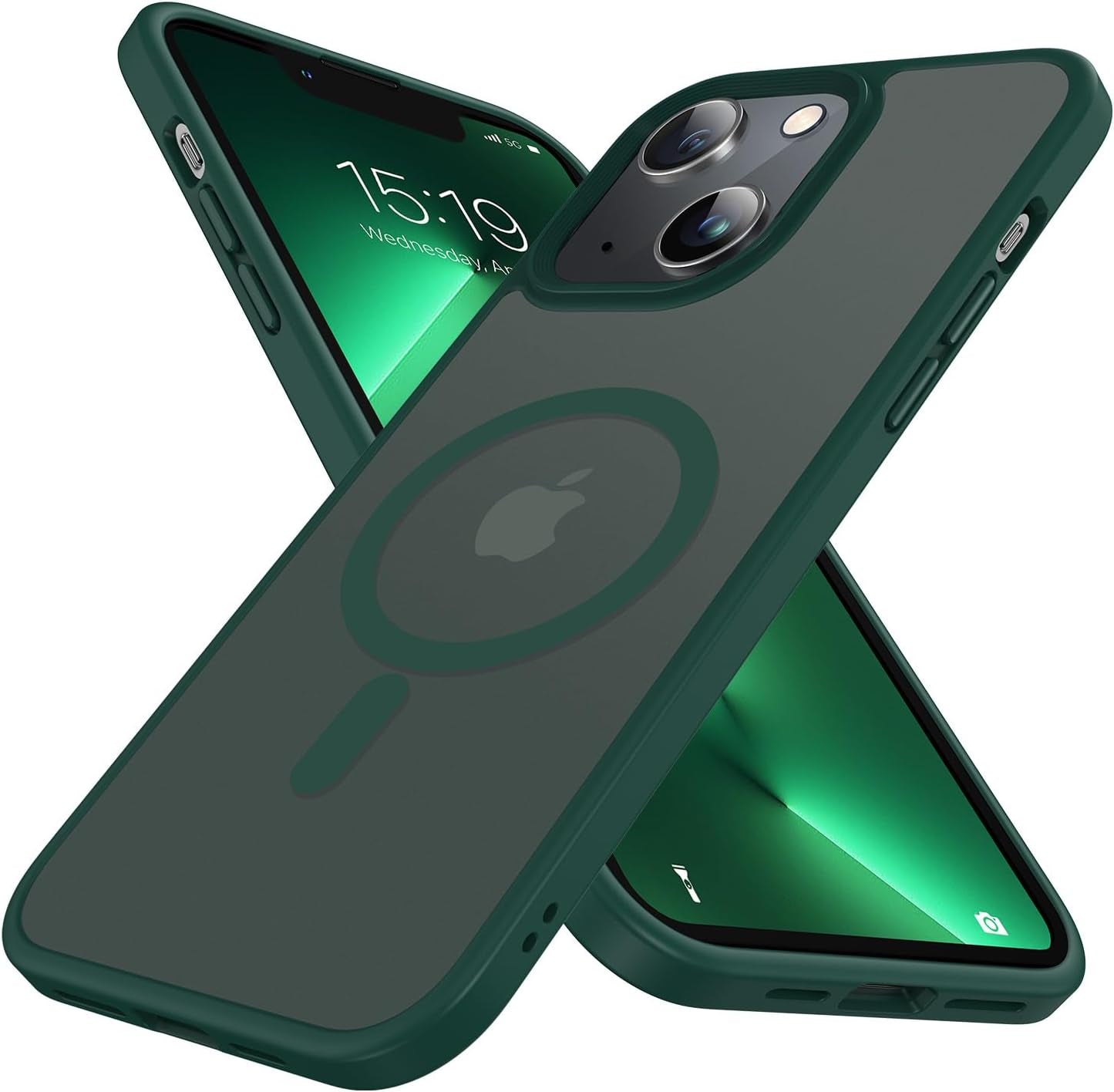 Mgnaooi Magnetic Case for Iphone 14 plus Case,[Mil-Grade Drop Tested & Compatible with Magsafe] Translucent Matte Back with Aluminum Alloy Keys,Shockproof Phone 14 plus Case 6.7 Inch, Green  Mgnaooi   