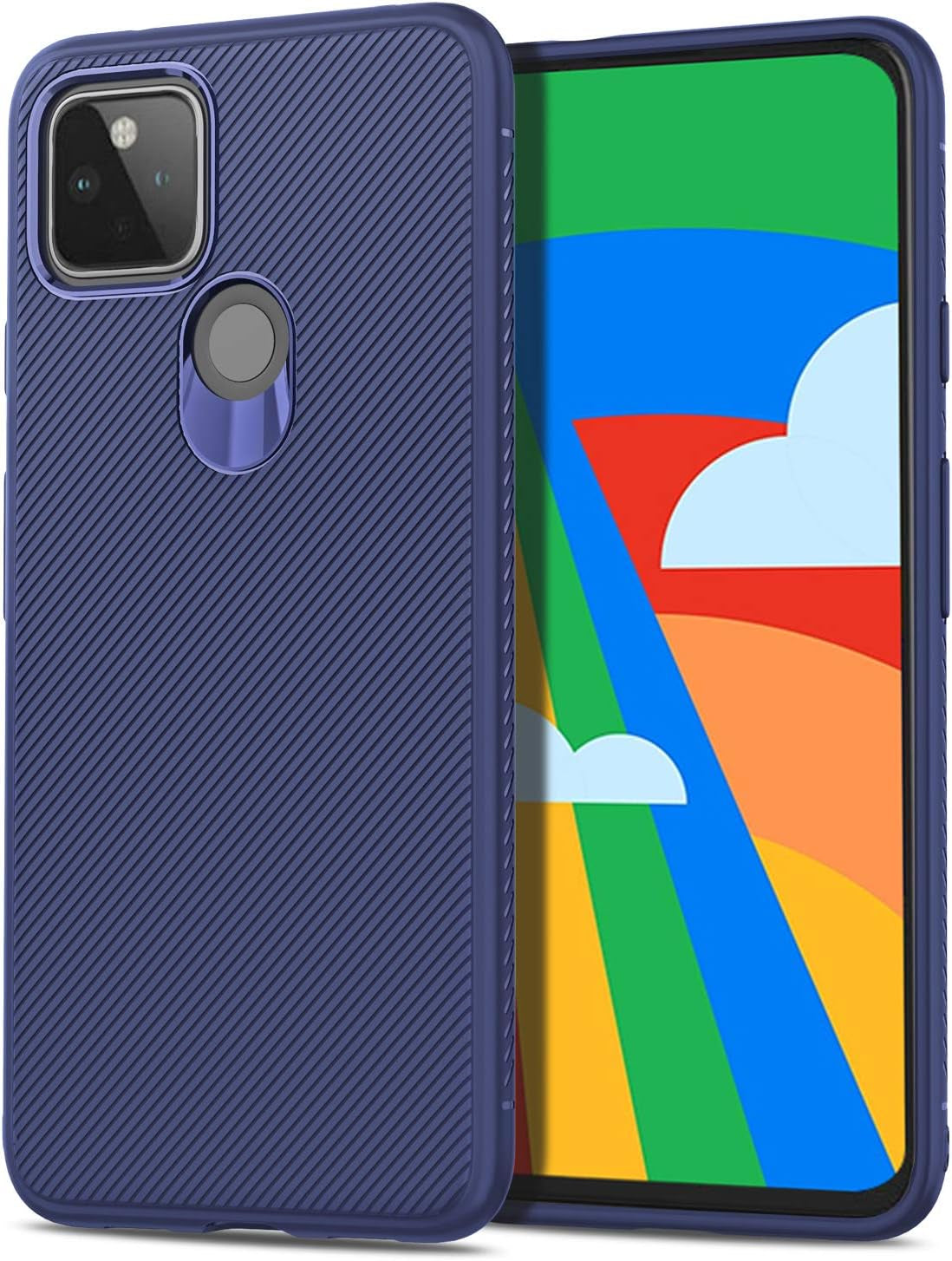 Lokyoo for Google Pixel 4A 5G Case (NOT for the 4G Version),Designed Carbon Fiber Scratch Resistant and anti Slip Grippy Soft TPU Case for Google Pixel 4A 5G-Blue  Lokyoo   