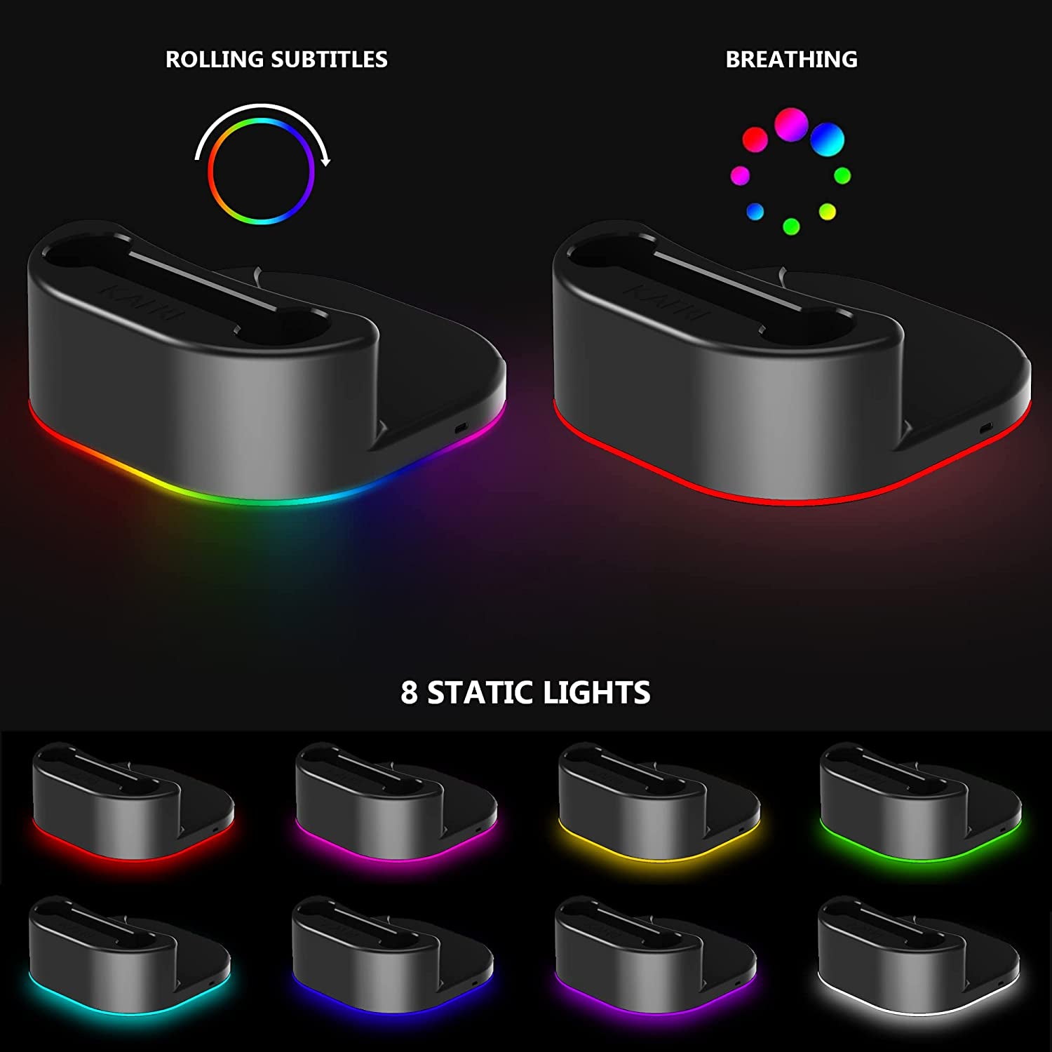 KAFRI Charging Dock for Oculus Quest 2 with LED Light, VR Headset Charging Stand and Controller Holder, Charger Station Accessories for Oculus/Meta Quest 2, Oculus Rift or Rift S - Black  KAFRI   