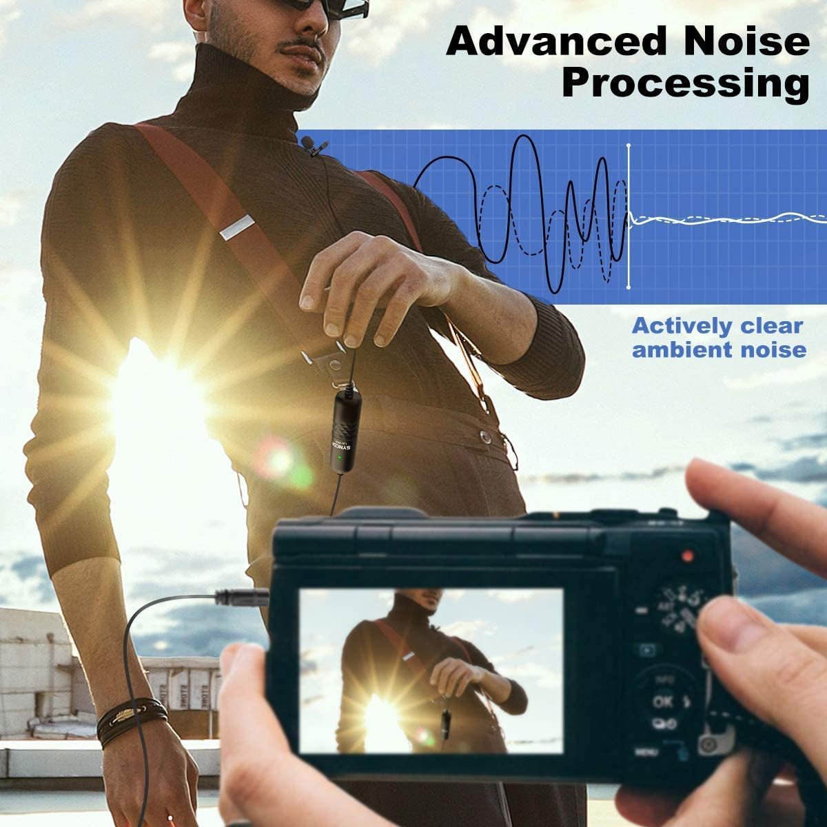 Lavalier Microphone, Moman S6E Mini Lapel Mic Omnidirectional Condenser for 6M 360°Recording for Smartphone Camera PC Laptop Youtube Interview Video Vlogging, Lavalier-Microphone-Lapel-Phone-Camera  SYNCO   