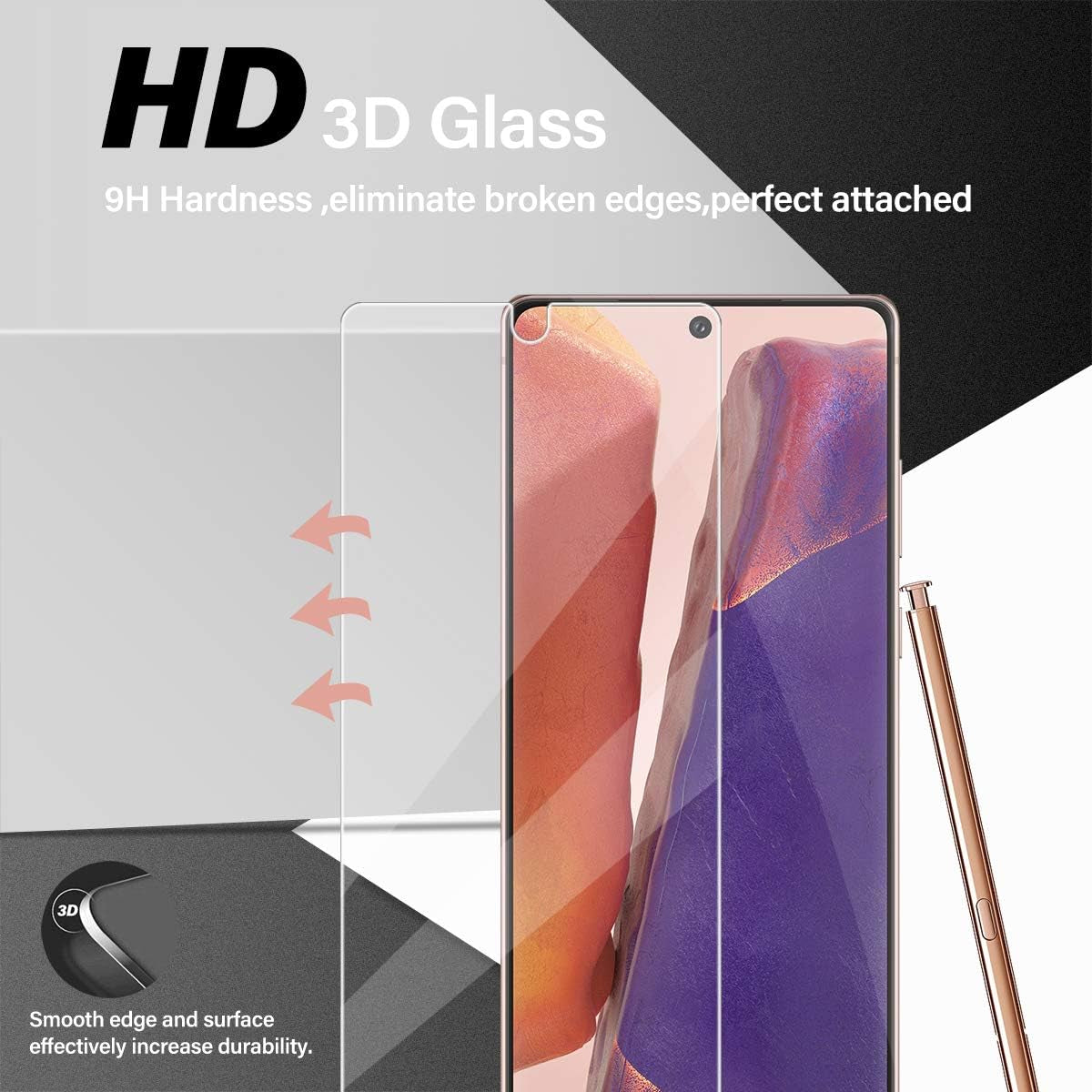 Galaxy Note 20 Tempered Glass Screen Protector + Camera Lens Protector [ 2 + 2 Pack ] [Compatible Fingerprint] [Anti-Scratch] [Case Friendly] Clear HD Protective Film for Samsung Galaxy Note 20  BIGFACE   