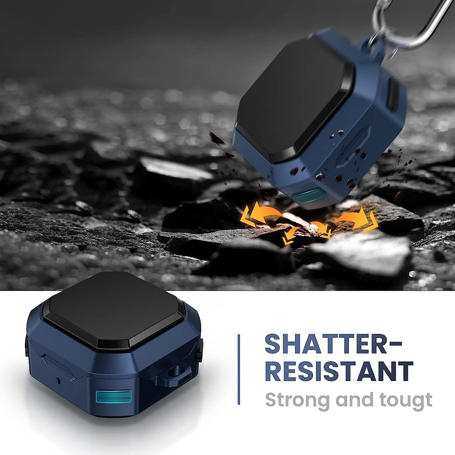 Goton Armor Case Compatible for Galaxy Buds 2 Case (2021)/ Galaxy Buds Pro Case (2021) / Galaxy Buds Live Case (2020) Hard PC Shockproof Case Protective Cover with Keychain (Mystic Blue)  Goton   