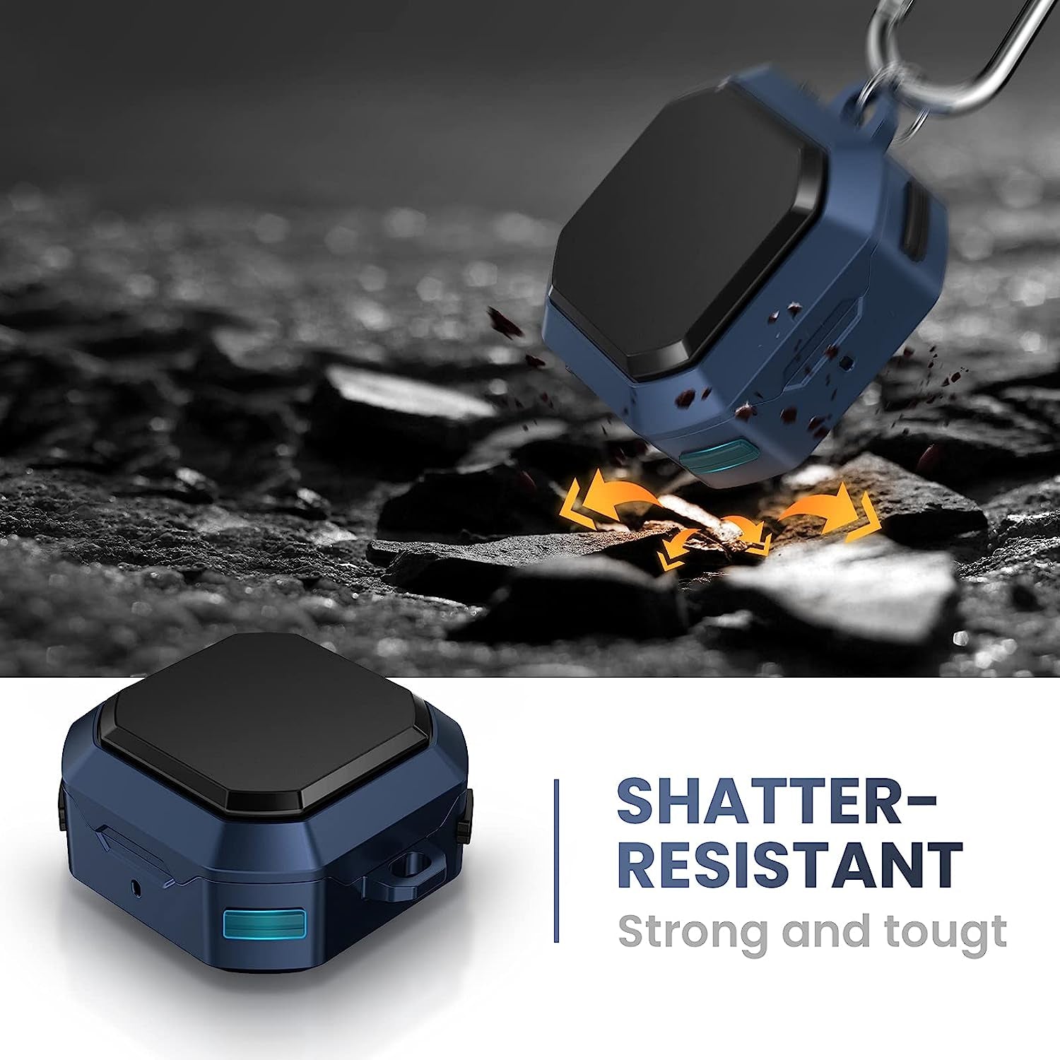 Goton Armor Case Compatible for Galaxy Buds 2 Case (2021)/ Galaxy Buds Pro Case (2021) / Galaxy Buds Live Case (2020) Hard PC Shockproof Case Protective Cover with Keychain (Mystic Blue)  Goton   