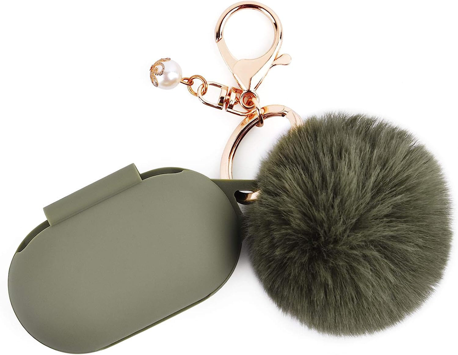 Filoto Silicone Case for Samsung Galaxy Buds plus Case/Galaxy Buds Case with Pom Pom Keychain Protective Cover Galaxy Earbuds Accessory (Olive Green)  Kerle   
