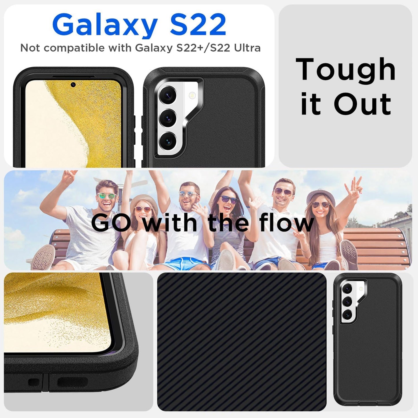 Aicase for Samsung Galaxy S22 Case with Screen Protector,Heavy Duty Drop Protection Full Body Rugged Shockproof/Dust Proof Military Protective Tough Durable Phone Cover for Samsung S22 6.1“_5  AICase   