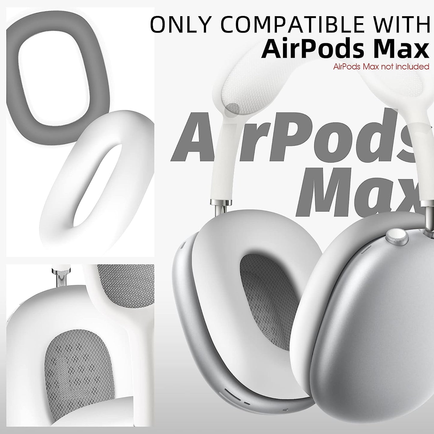 Seltureone Case Compatible for Airpods Max Earpads, Earcup Cover Protector, Silicone Earphone Protective Earpad Cover Accessories for Airpod Max Headphones Ear Pads, White  Seltureone   
