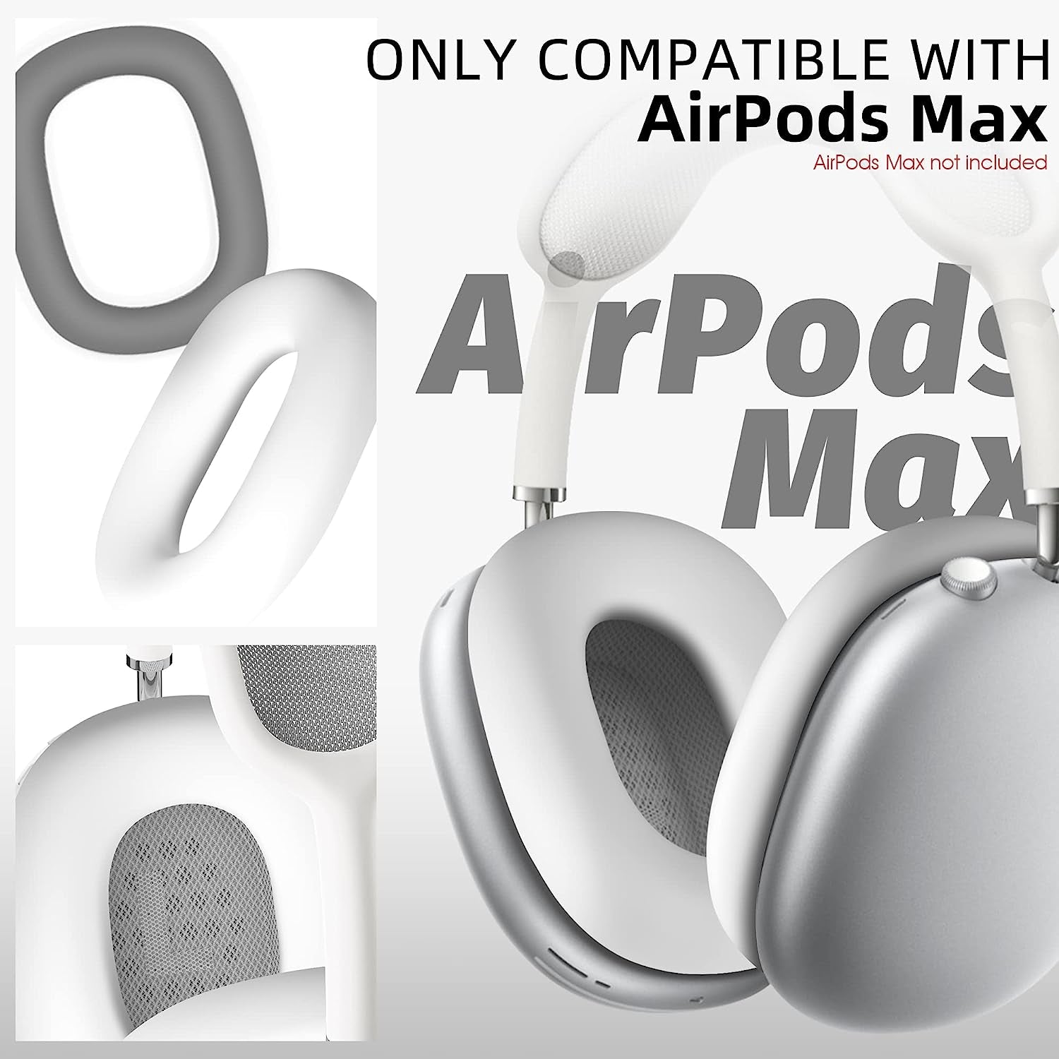 Seltureone Case Compatible for Airpods Max Earpads, Earcup Cover Protector, Silicone Earphone Protective Earpad Cover Accessories for Airpod Max Headphones Ear Pads, White  Seltureone   