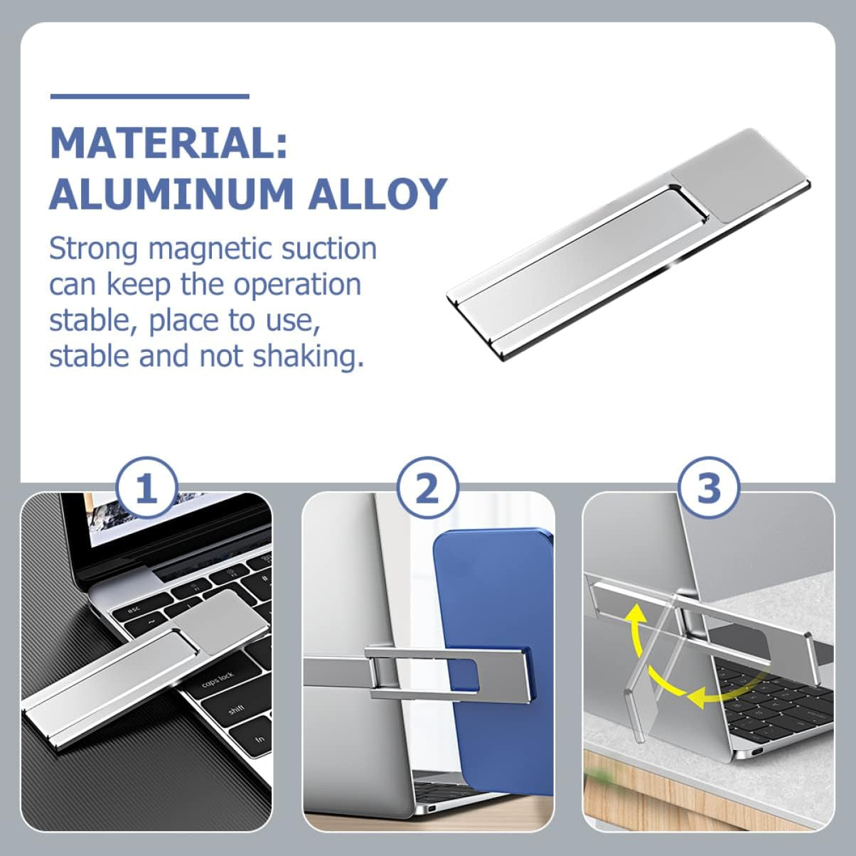 DIKACA Monitor Stand Aluminum Adjustable for Cell Phone Mobile Monitor Foldable Clip Stand Holder Folding Mount Smartphone Use Magnetic Rack Side Laptop Bracket Support Extension Alloy Phone Holder  DIKACA   