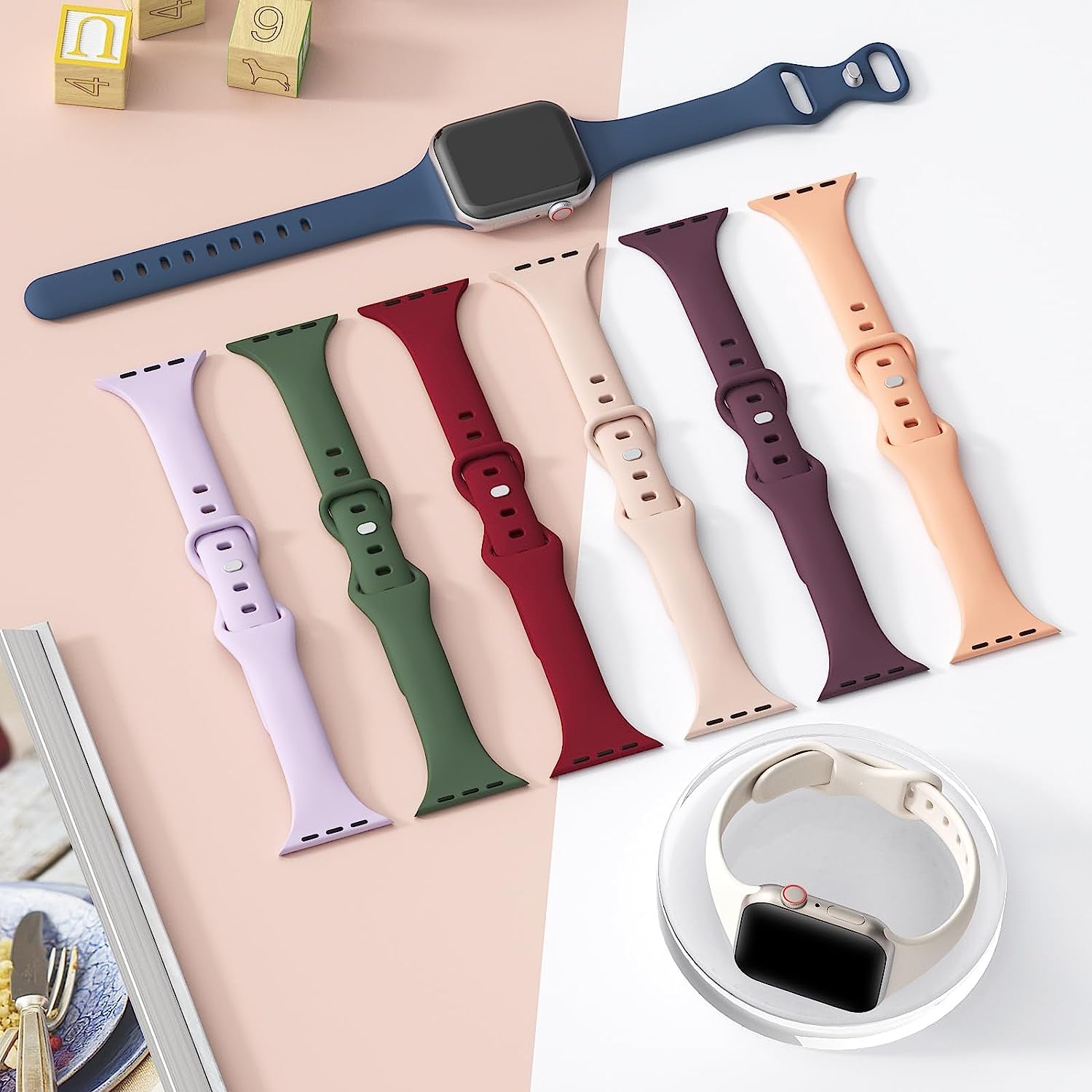 Slimband 6 Pack Slim Silicone Bands Compatible for Apple Watch Band 38Mm 40Mm 41Mm 42Mm 44Mm 45Mm 49Mm, Narrow Replacement Strap Thin Wristband for Iwatch Ultra Series 8/SE/7/6/5/4/3/2/1 Women Men  Slimband   