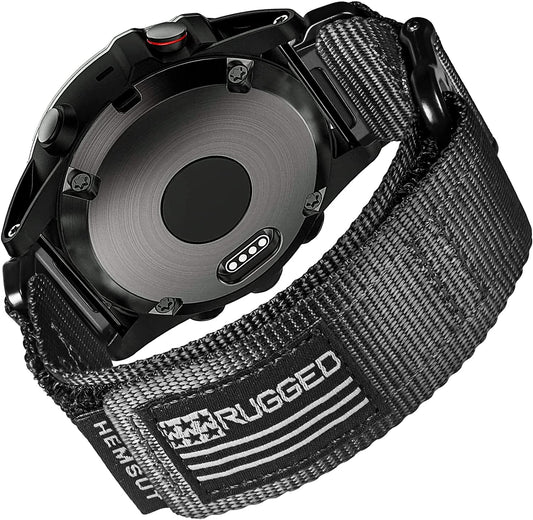 Compatible with Garmin Watch Band, Super Rugged Nylon Sports Strap with Woven Loop Design, for Fēnix/Forerunner/Vivoactive/Approach/Marq/Quatix/D2 Series Tough Replacement Band for Men  Hemsut   