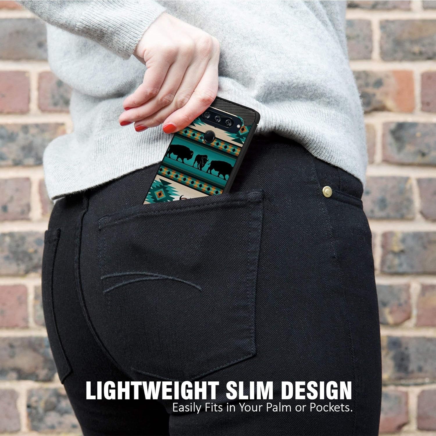 Casesondeck Case Compatible with [LG G8 Thinq/Lg G8] Tribal Floral Matte TPU Flexible Carbon Fiber Textured (Buffalo Western)  CasesonDeck   