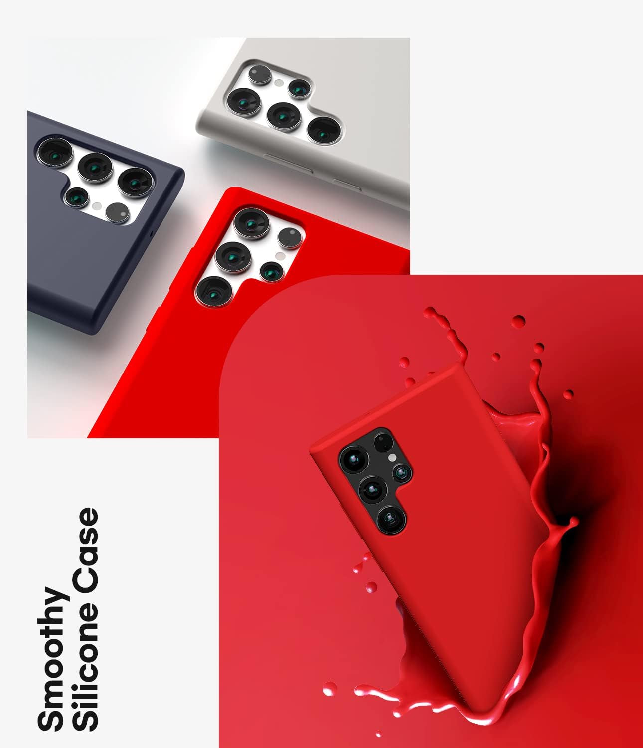 GOOSPERY Liquid Silicone Designed for Galaxy S22 Ultra Case (6.8 Inches) Silky-Soft Touch Full Body Protection Shockproof Cover Case with Soft Microfiber Lining - Red  GOOSPERY   